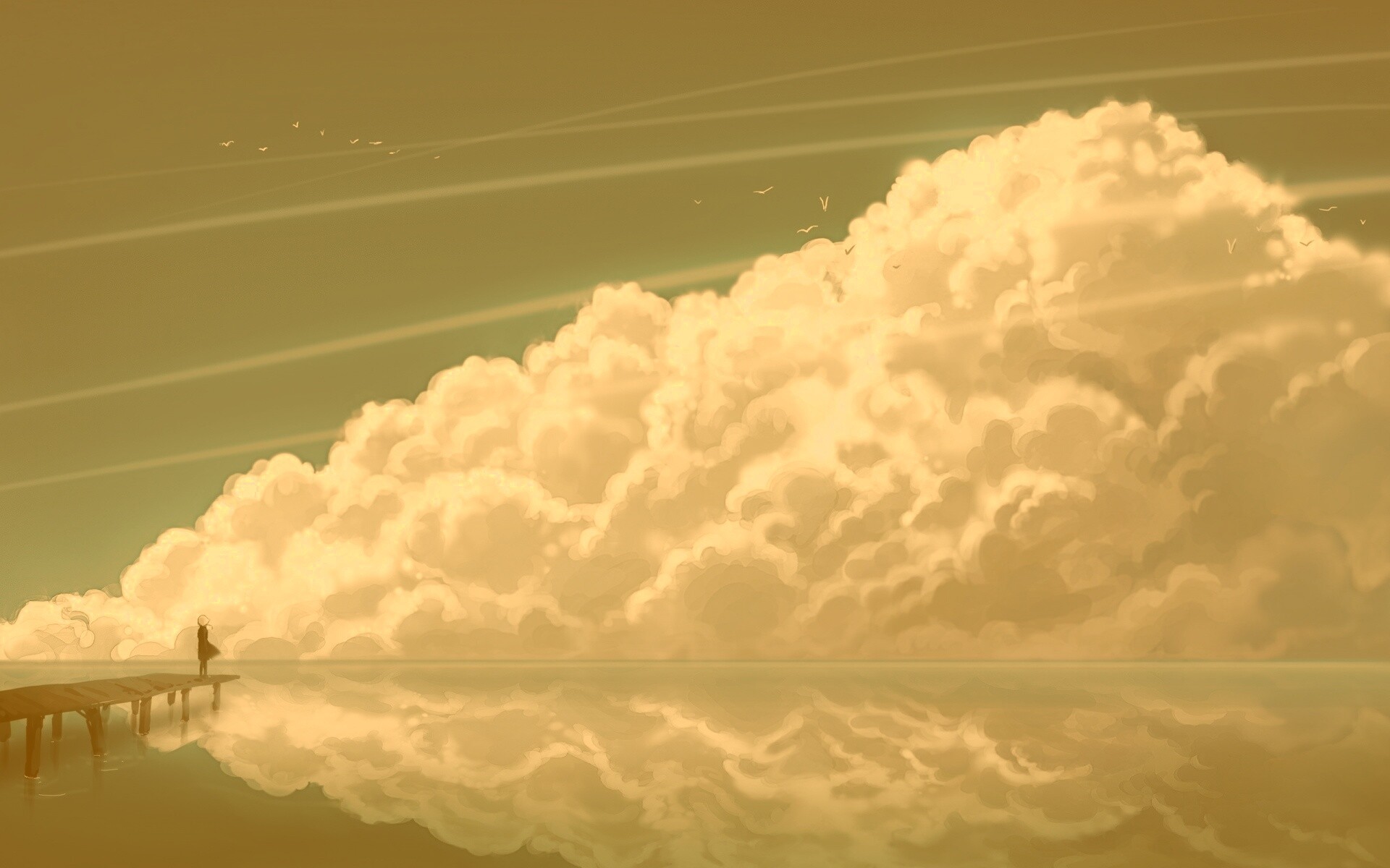 Облако на горизонте обои