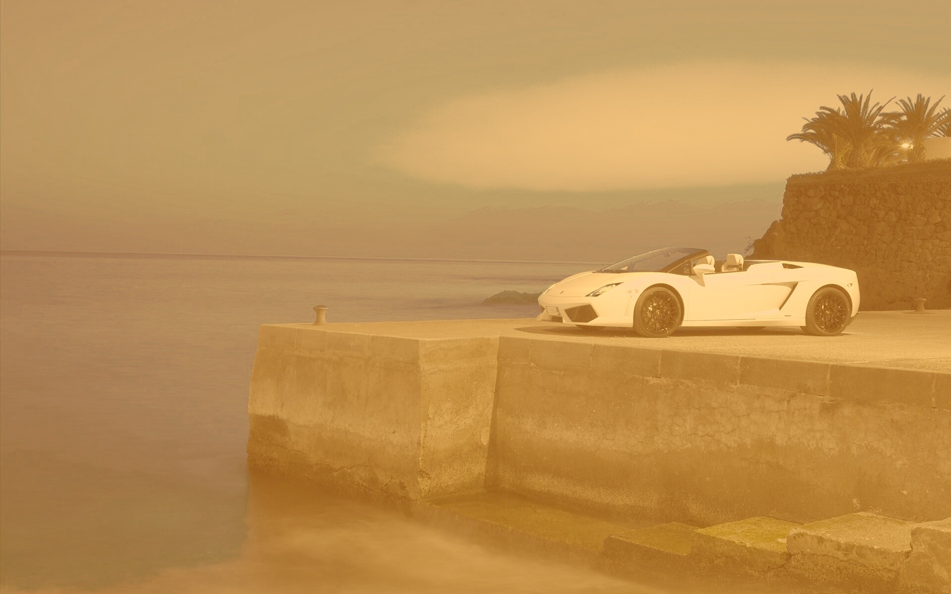 Белый кабриолет ламбо обои