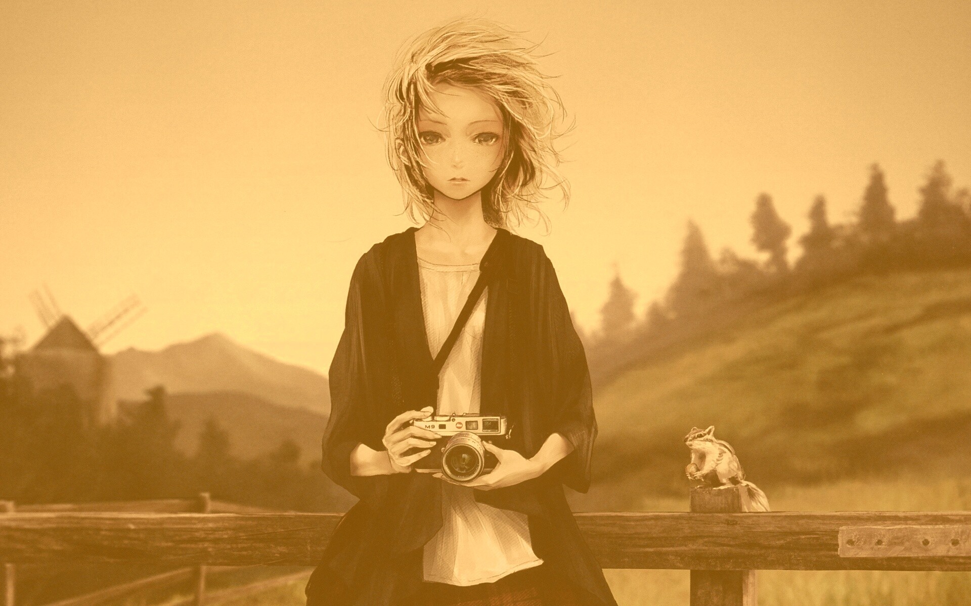 Девушка с фотоаппаратом обои