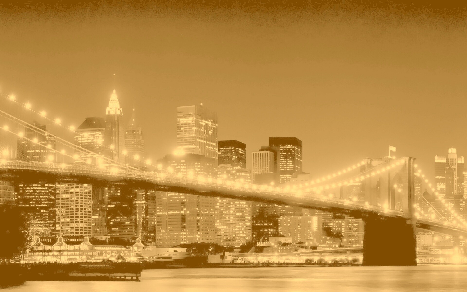 Вид на ночной Нью-Йорк обои