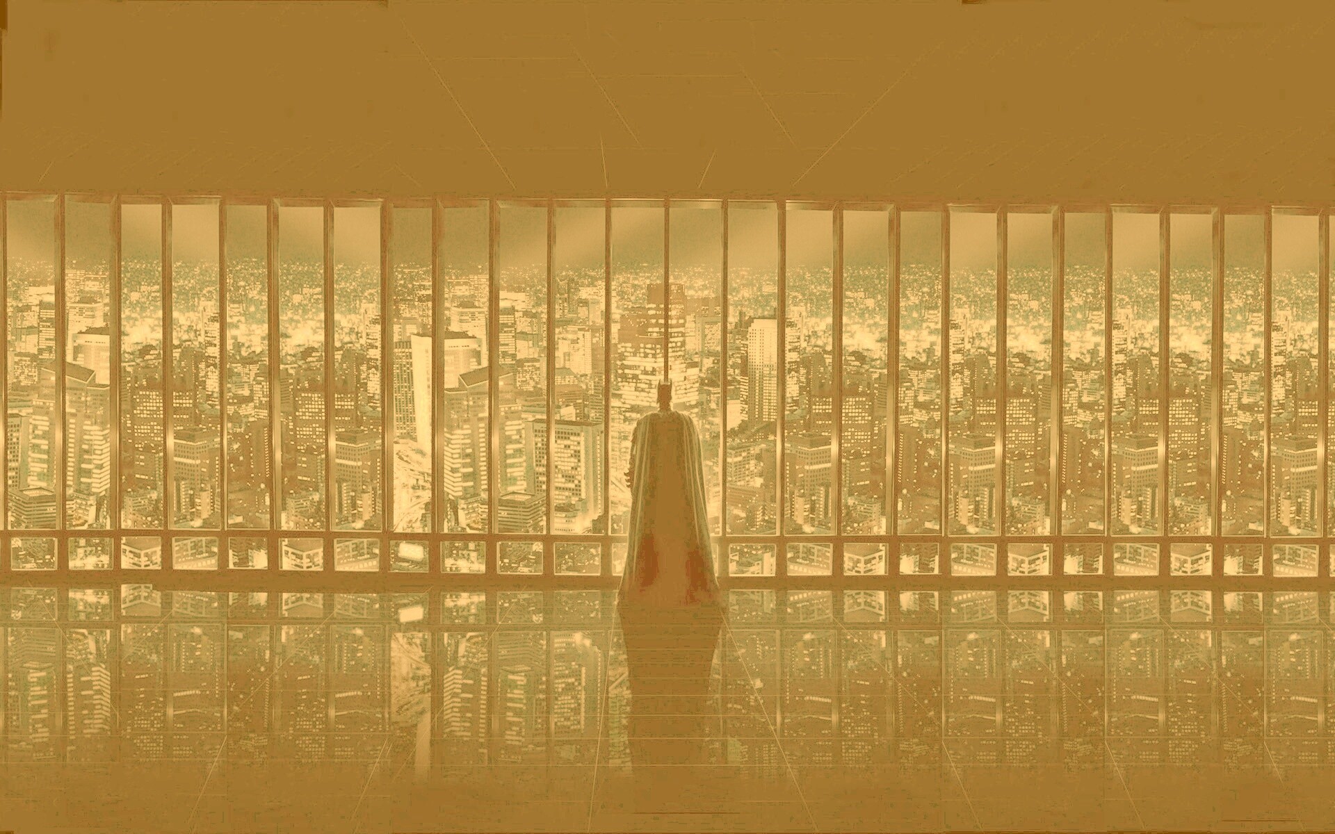 Бэтмен  смотрит на Готем обои