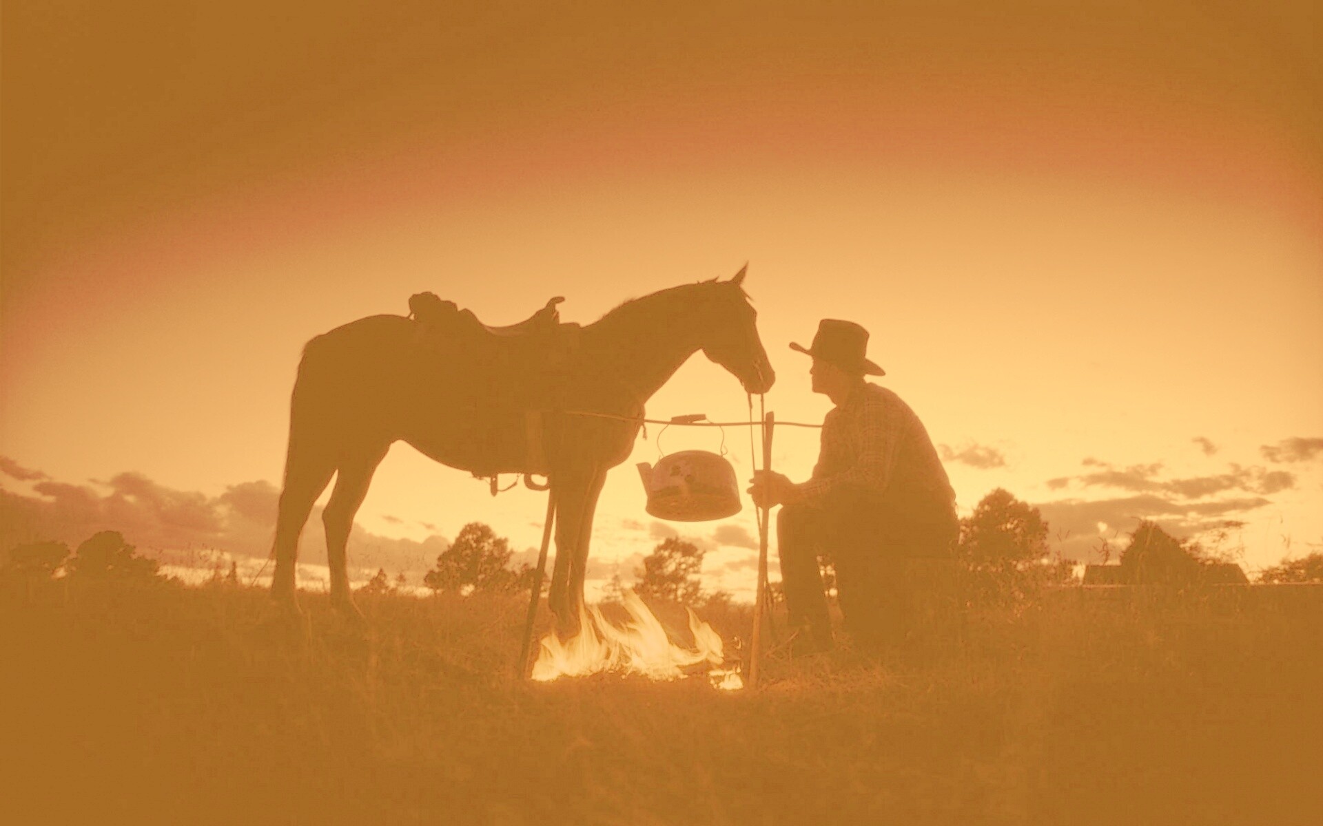 Ковбой на привале обои