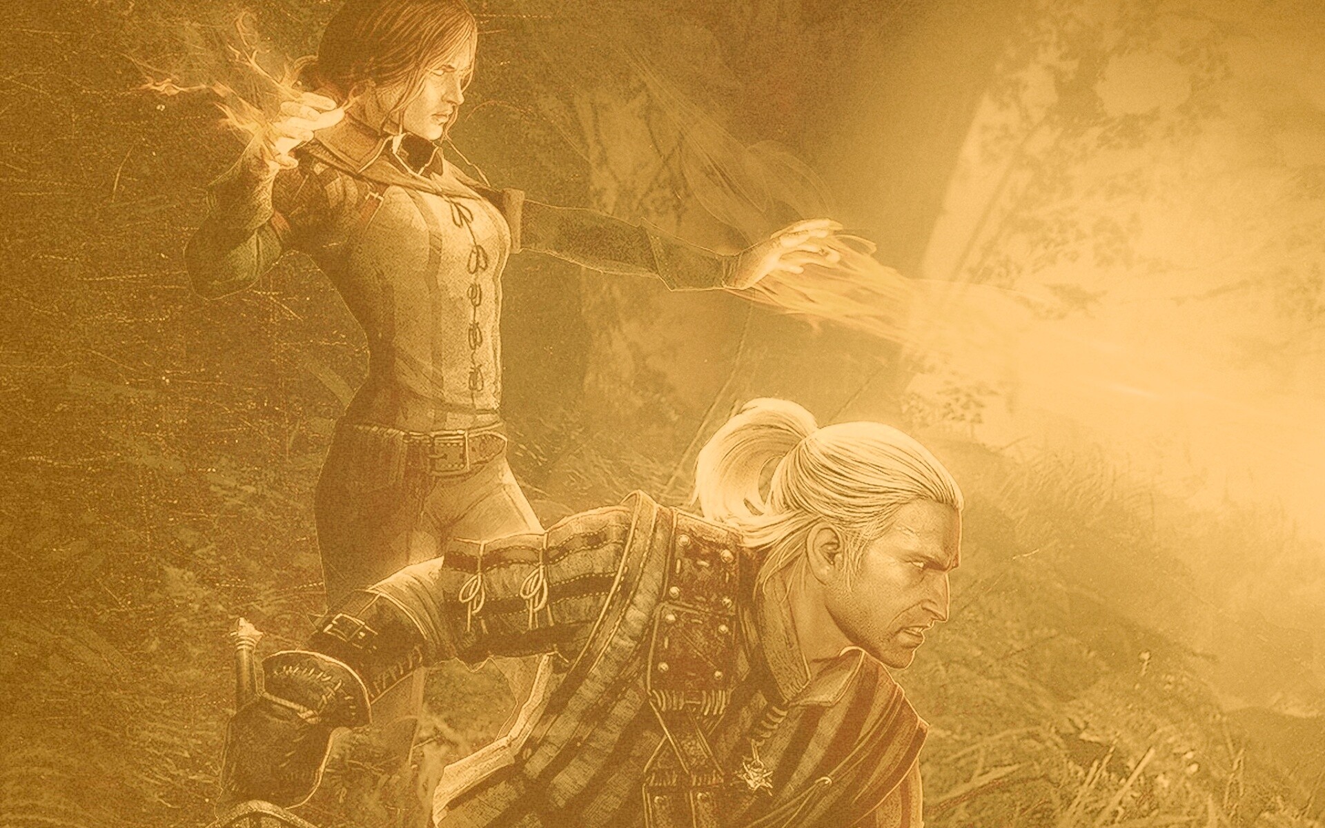 Геральт и Трисс в бою обои
