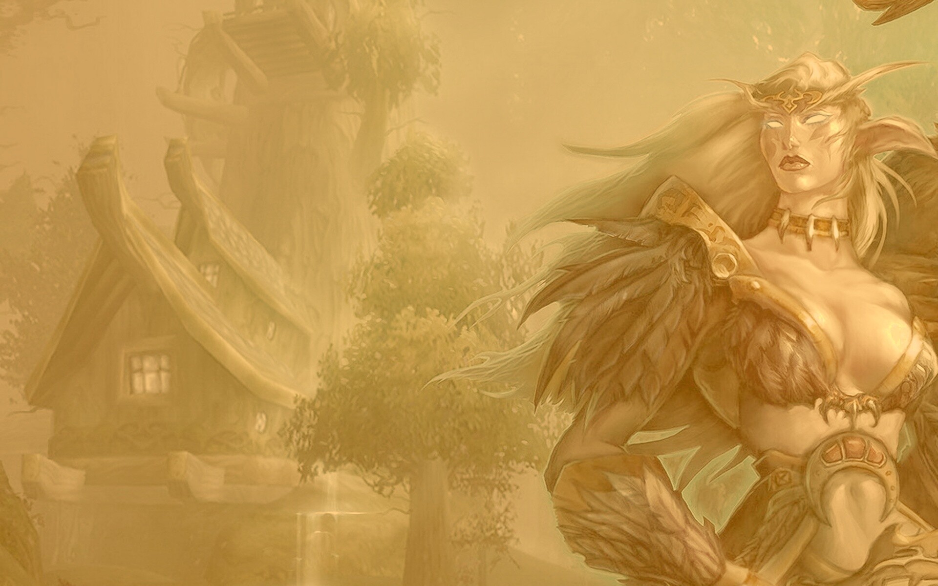 Тёмная эльфика в лесу обои