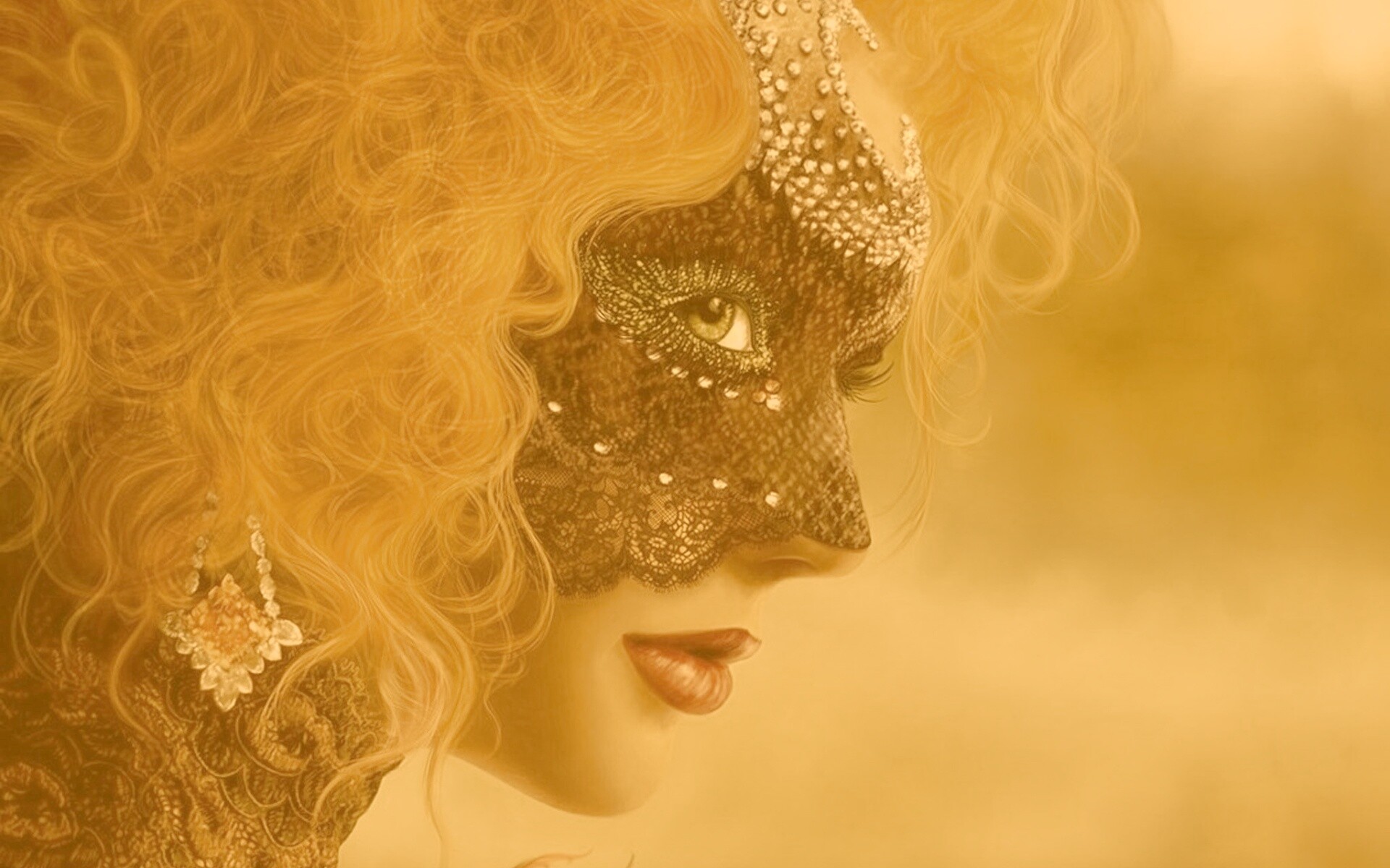 Девушка в карнавальной маске обои