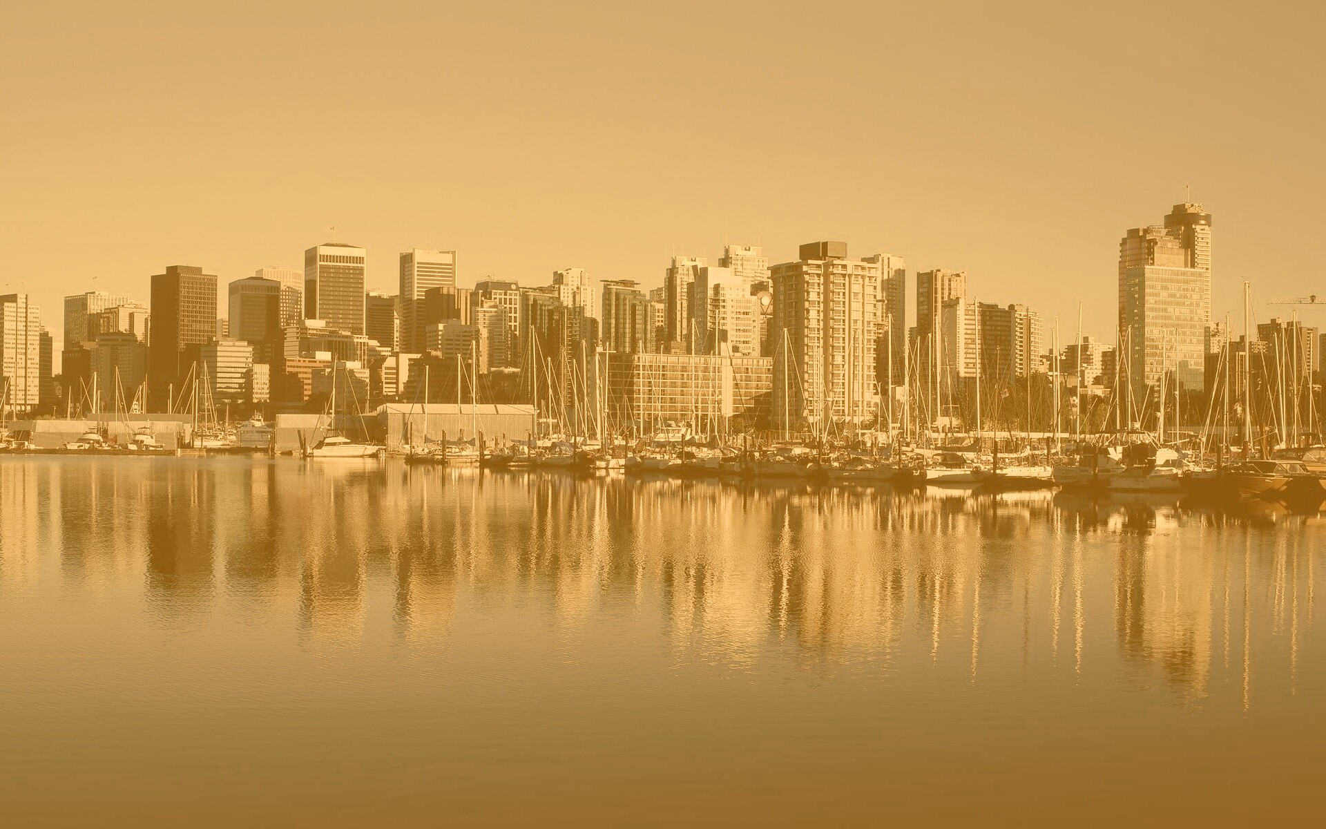 Город у воды обои