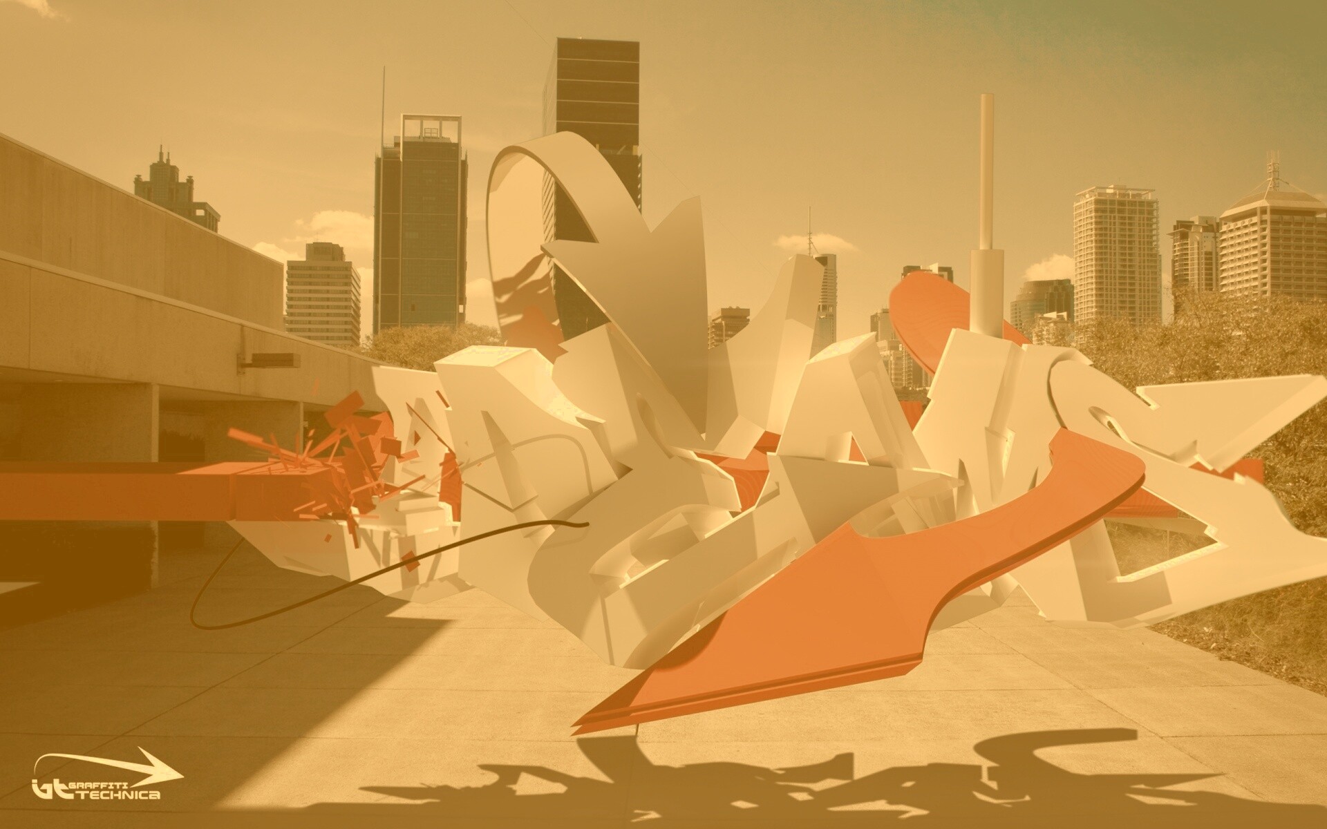 Трехмерное граффити обои