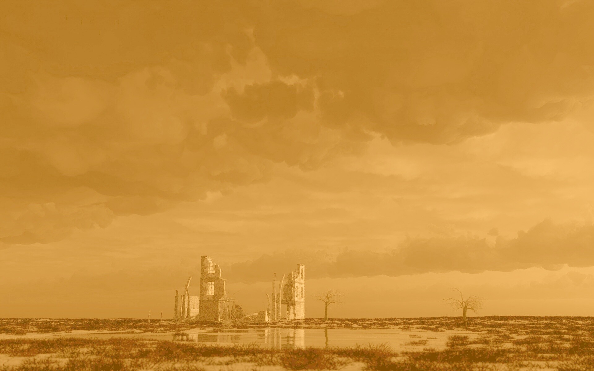 Руины здания обои