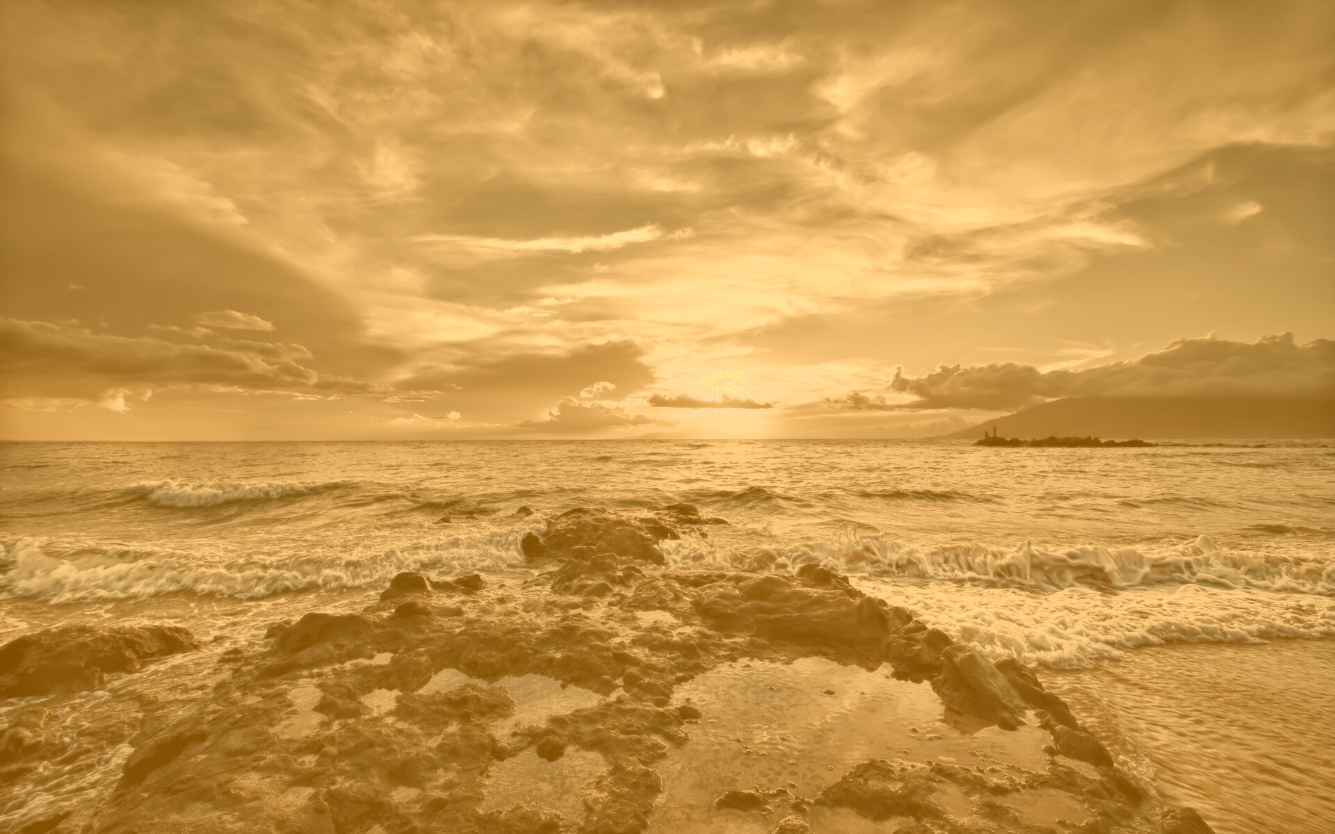 Закат на море обои