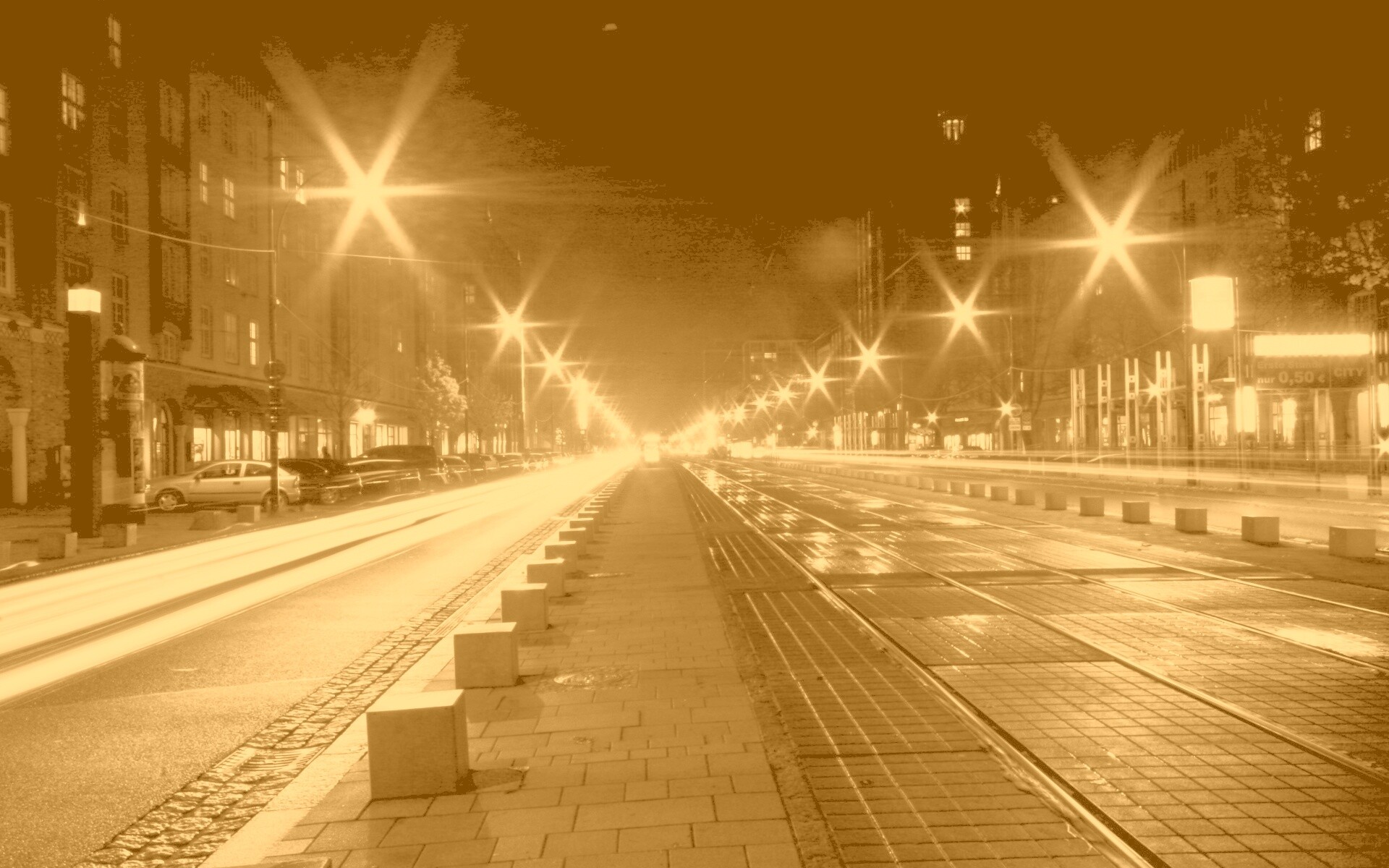 Мгновение на улице ночного города обои