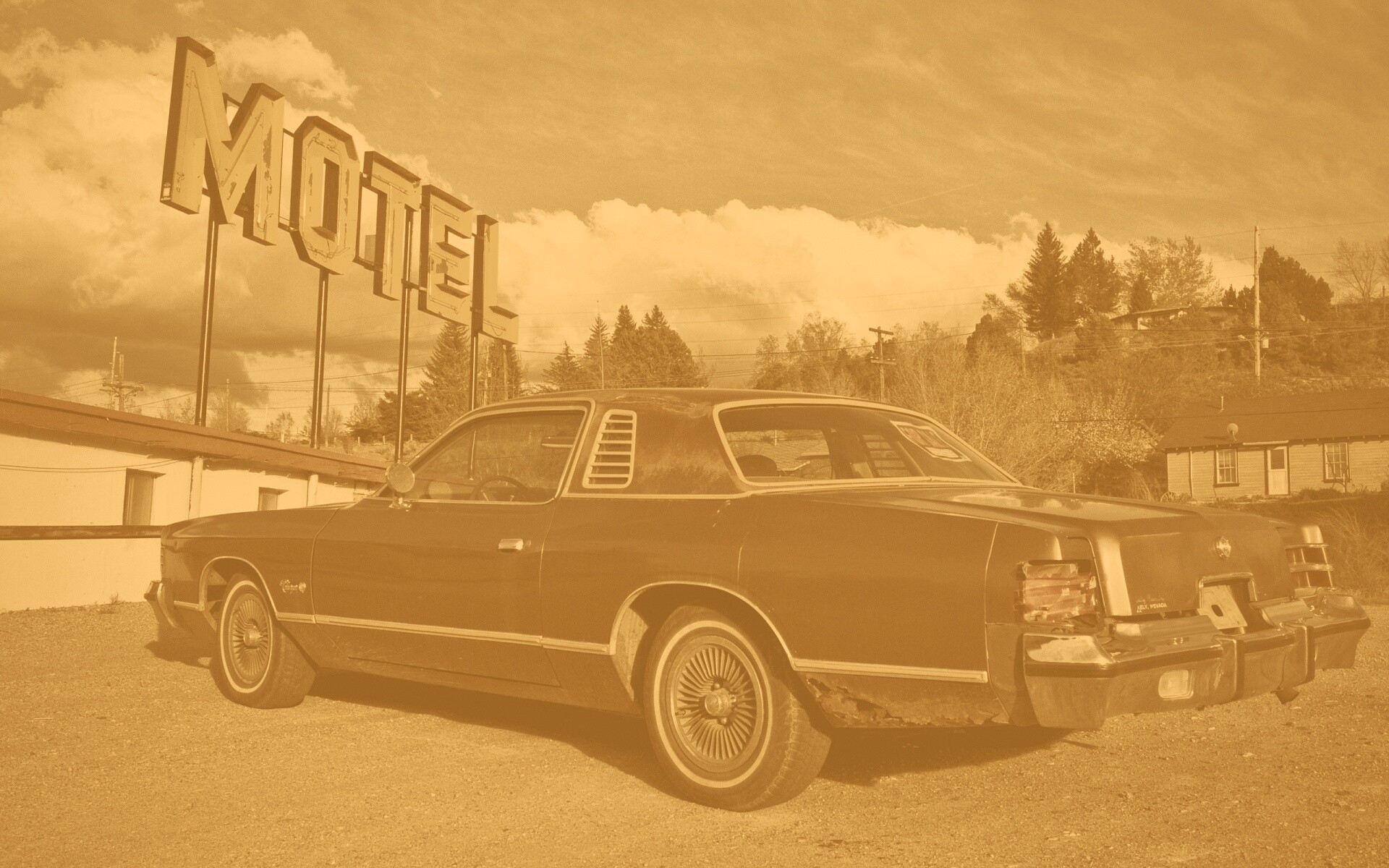 Олдскульный Dodge около мотеля обои