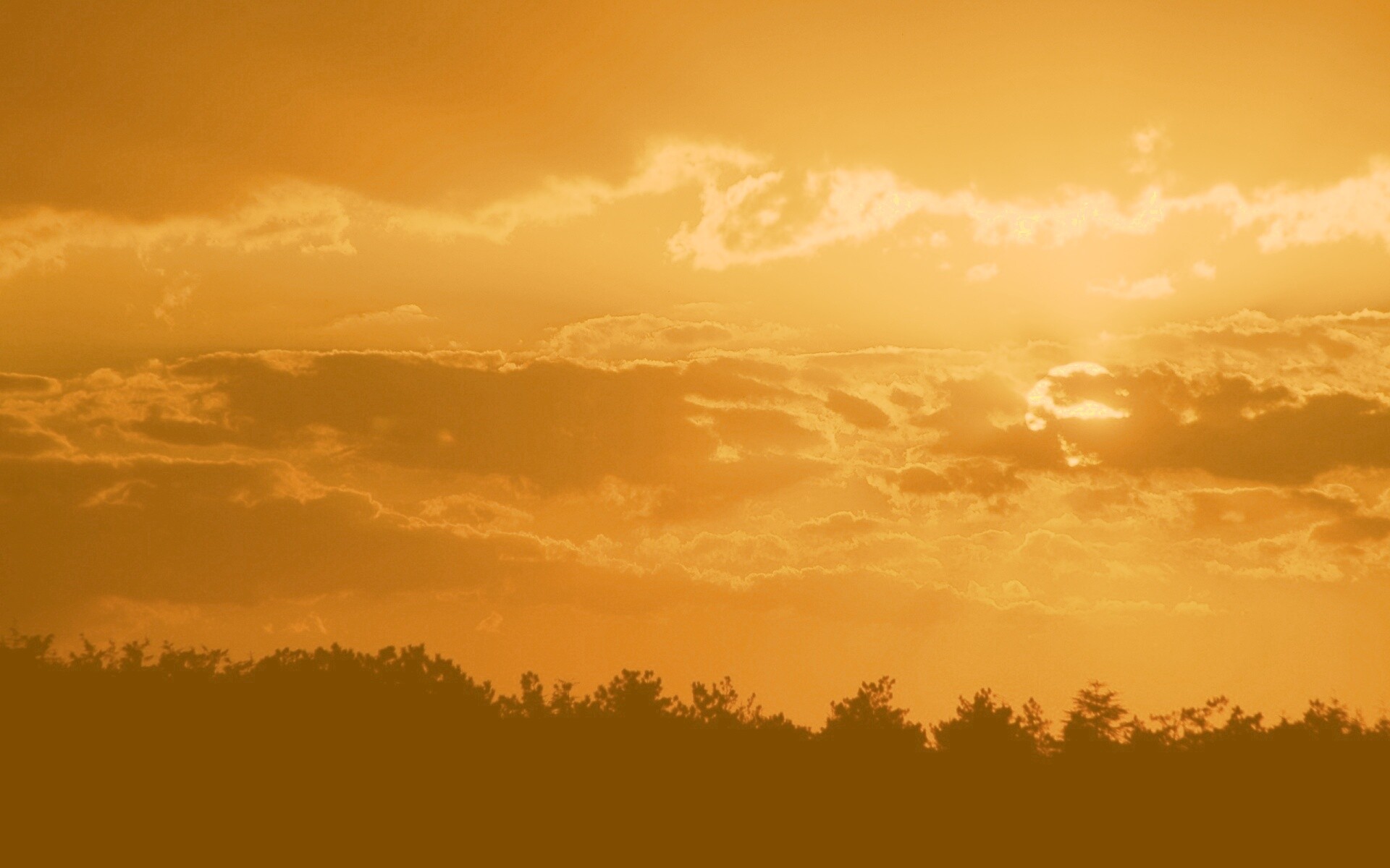 Ярко-оранжевое закатное небо обои