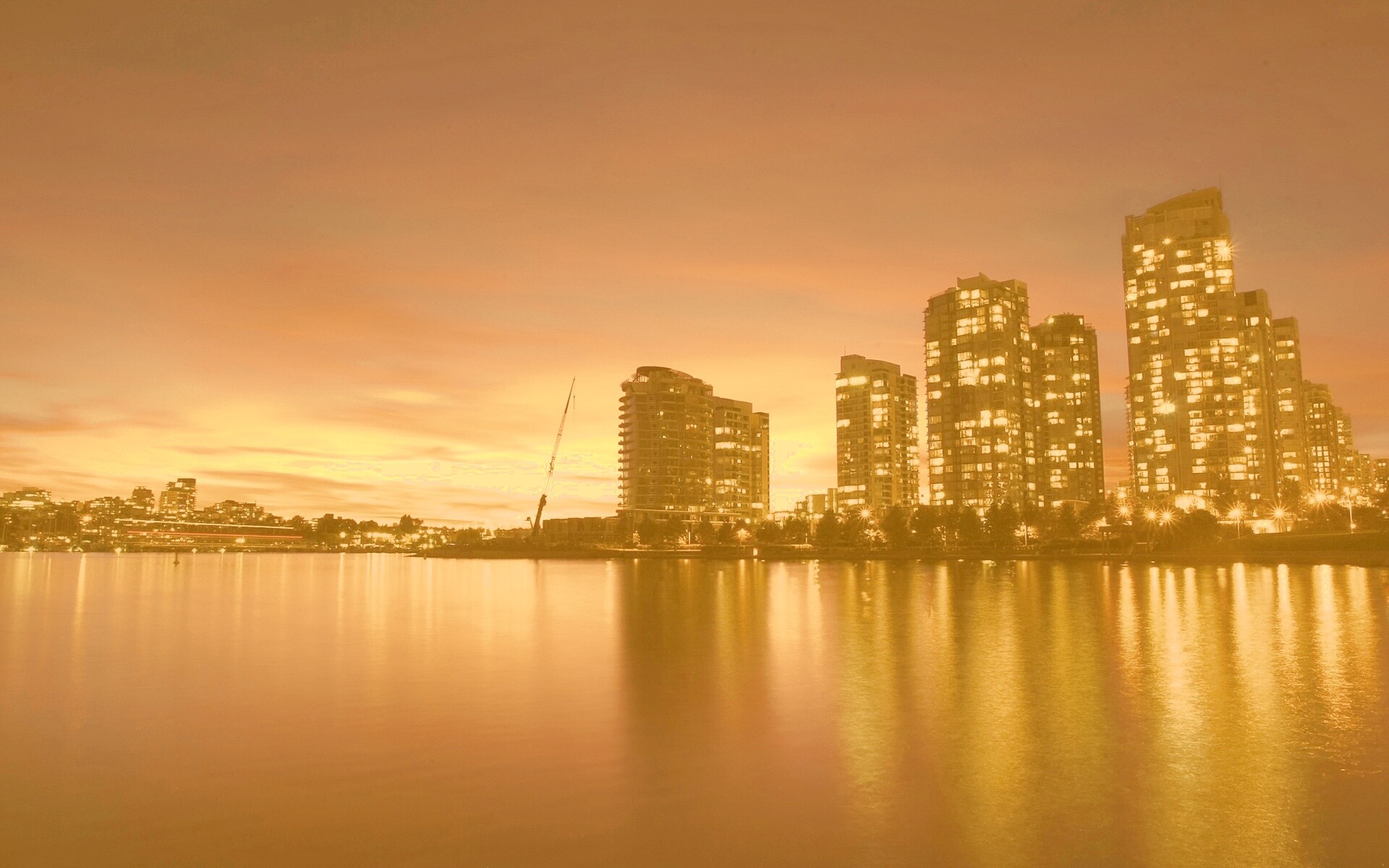 Фиолетовый закат в Ванкувере обои