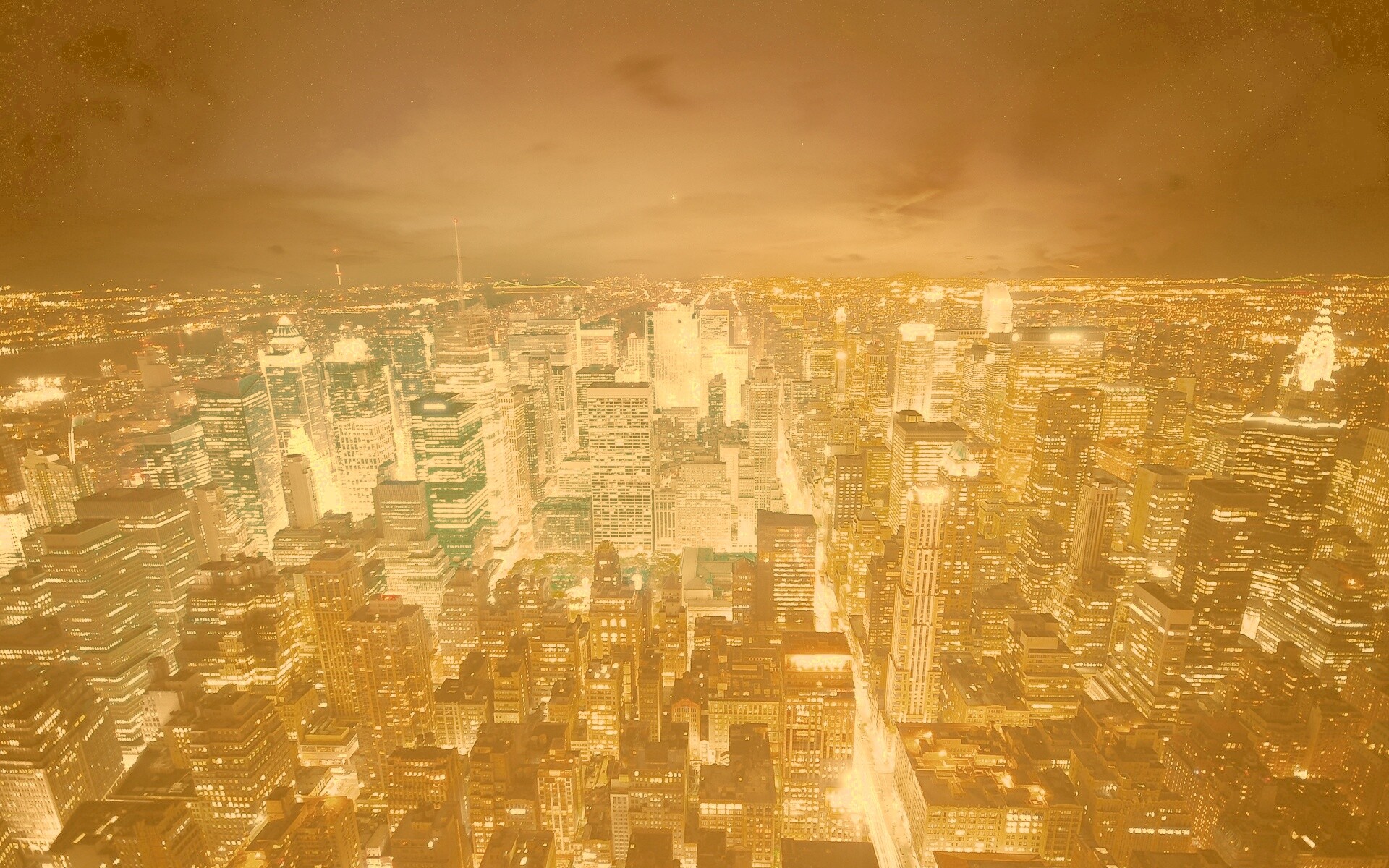 Вид на ночной Нью-Йорк обои