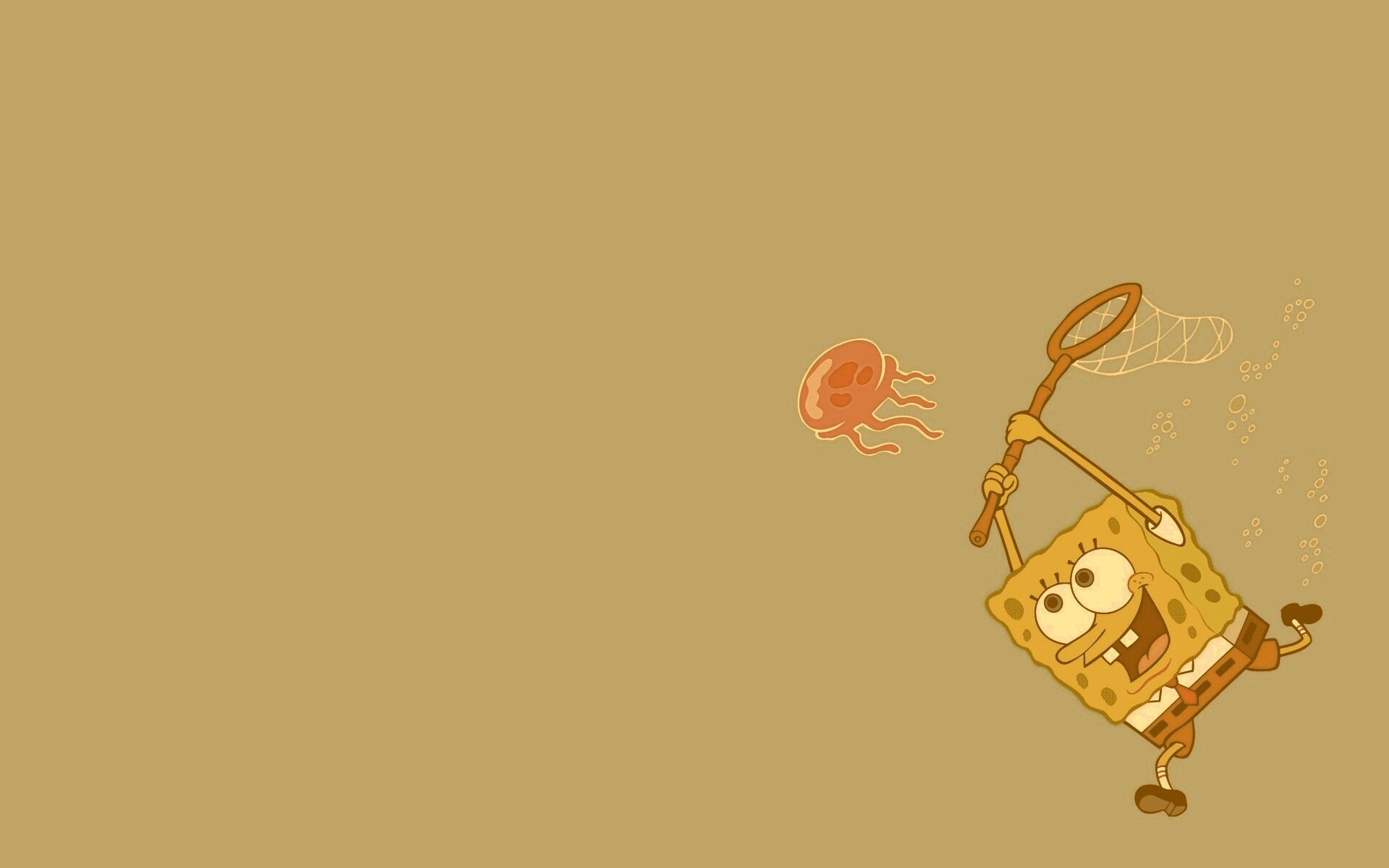 Губка Боб гонится за медузой обои