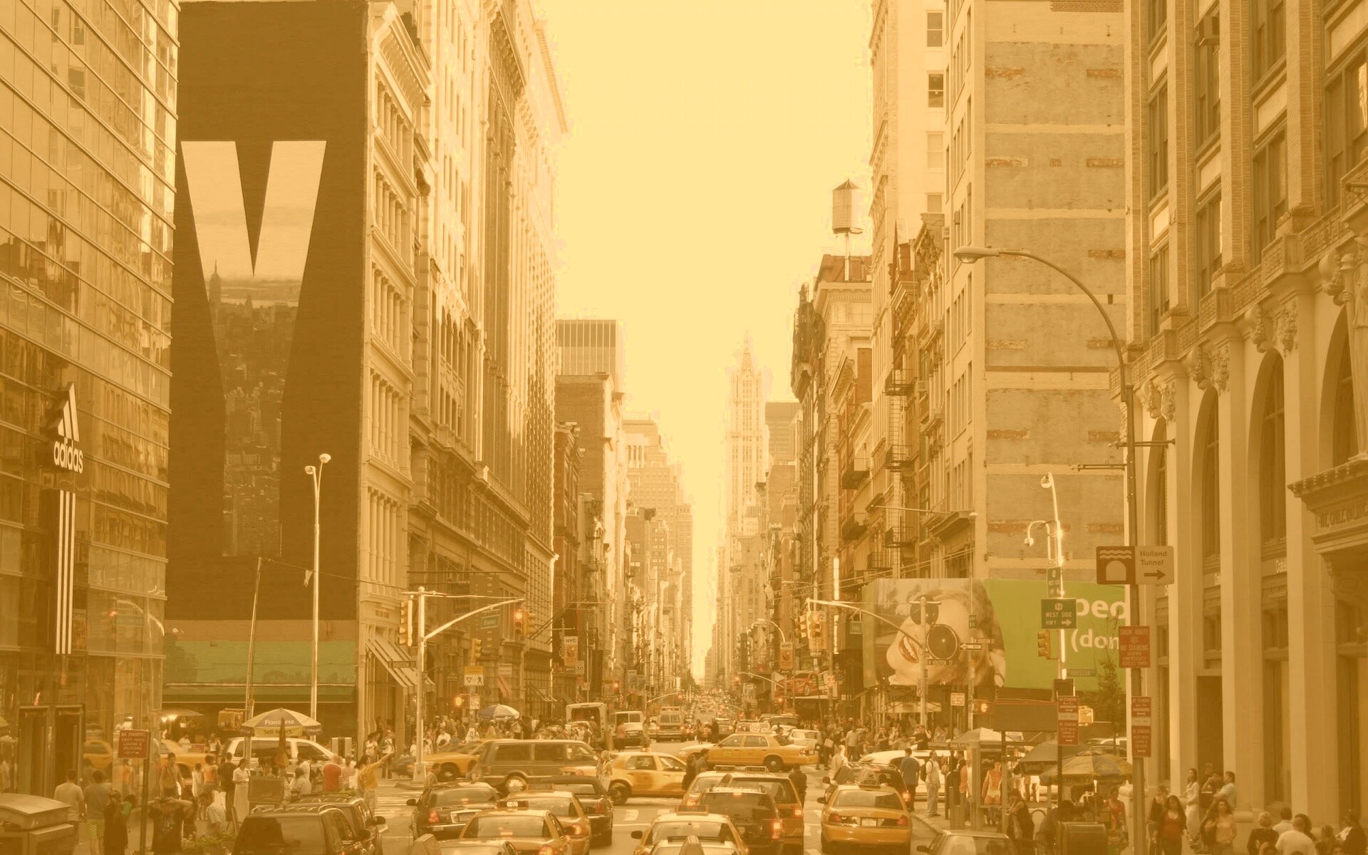 Людная Нью-Йоркская улица обои