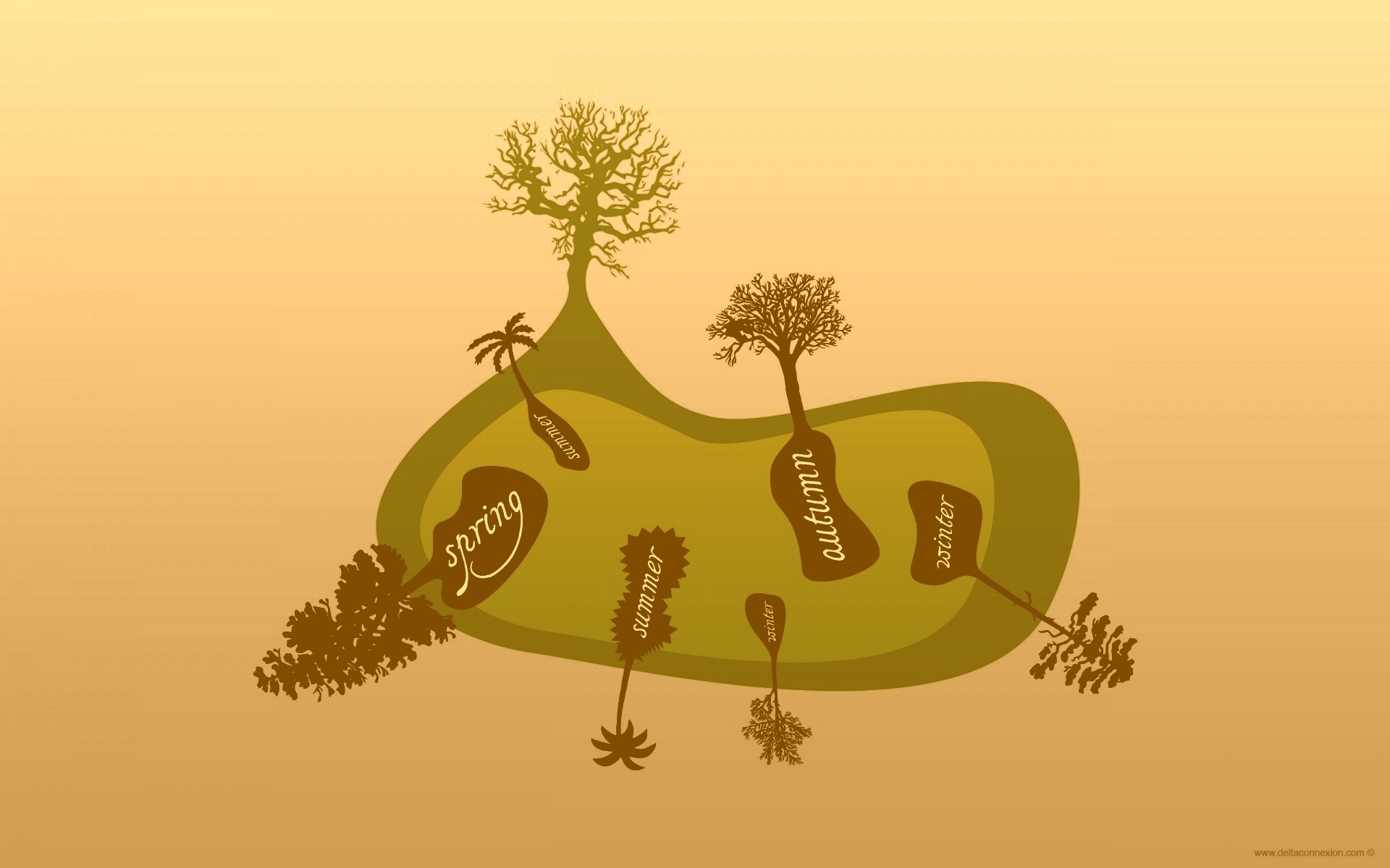 Деревья времен года обои