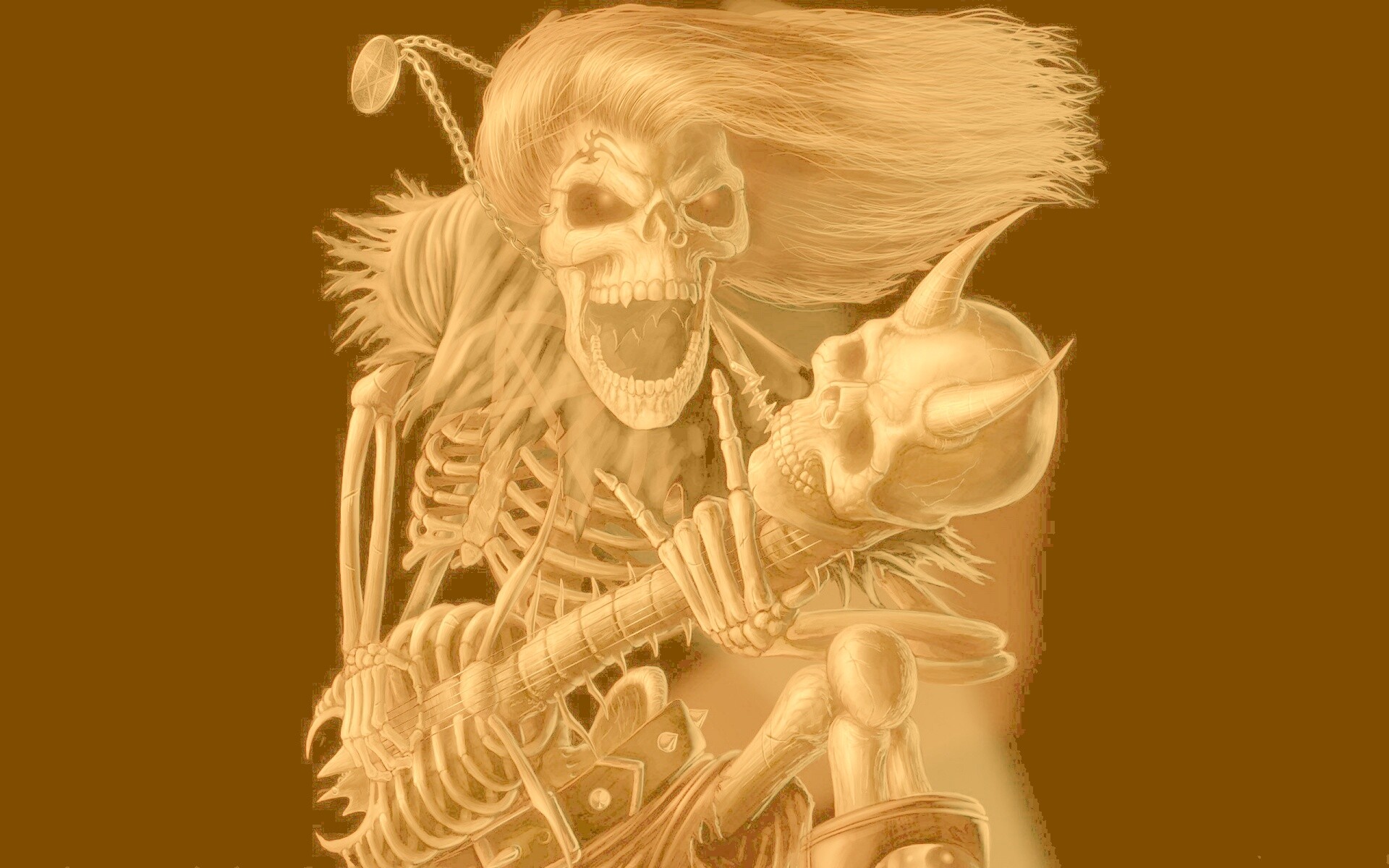 Скелет играет на скелет-гитары обои