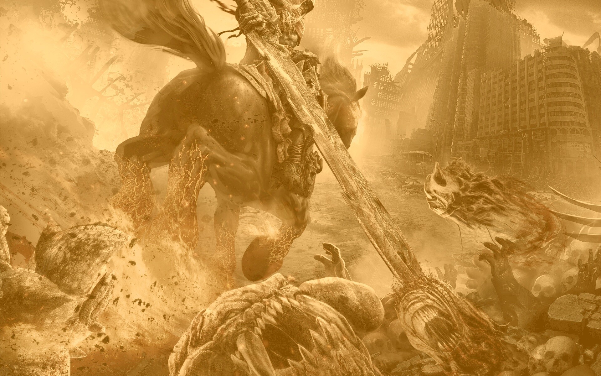 Темный рыцарь на демоническом коне обои