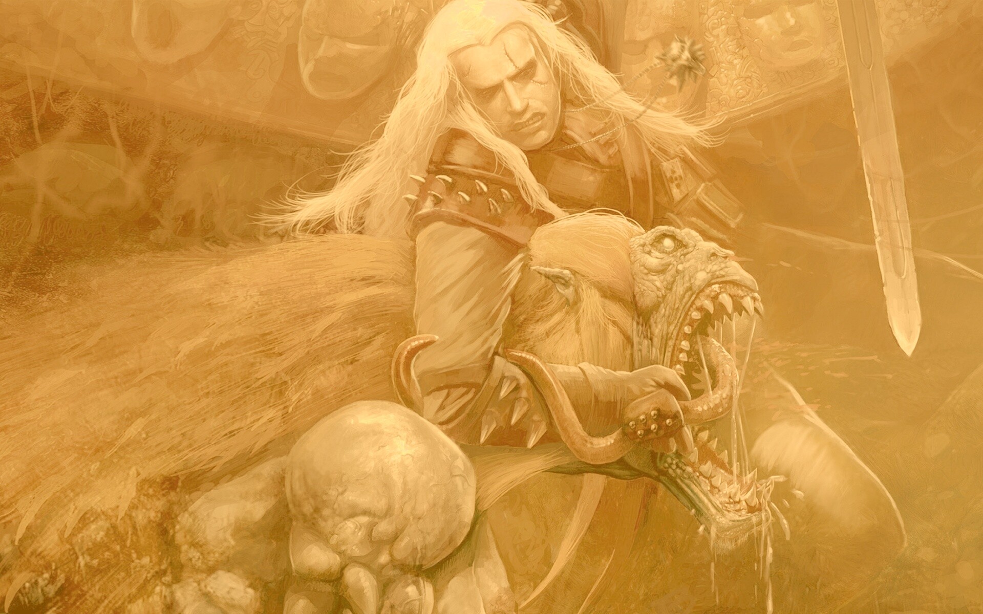 Ведьмак и монстр обои