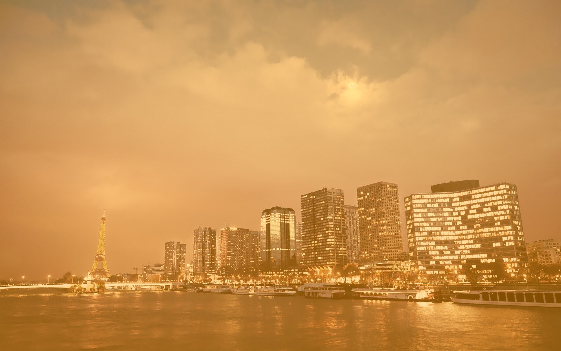 Вид на ночной Париж обои