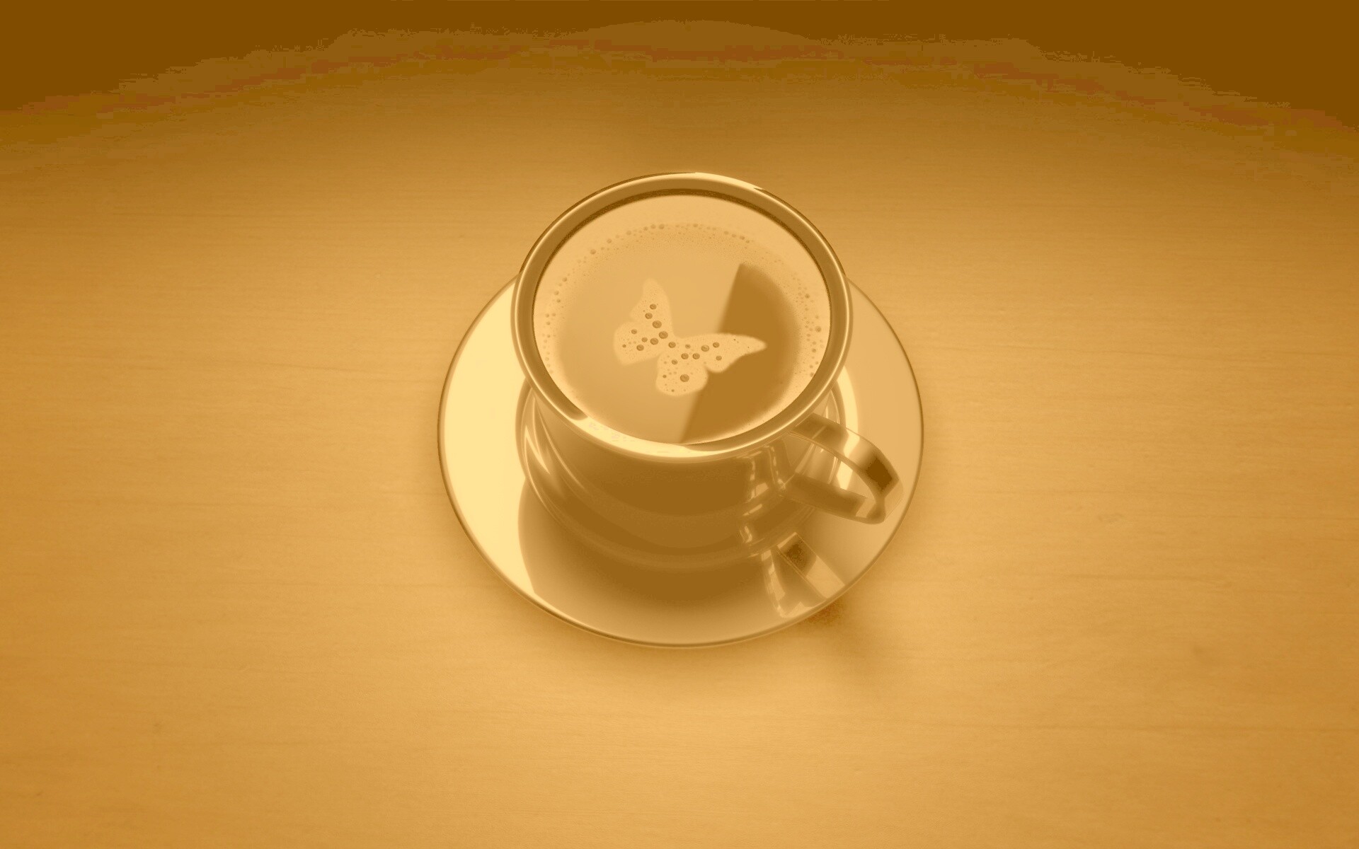 Чашка кофе с пенкой в форме бабочки обои