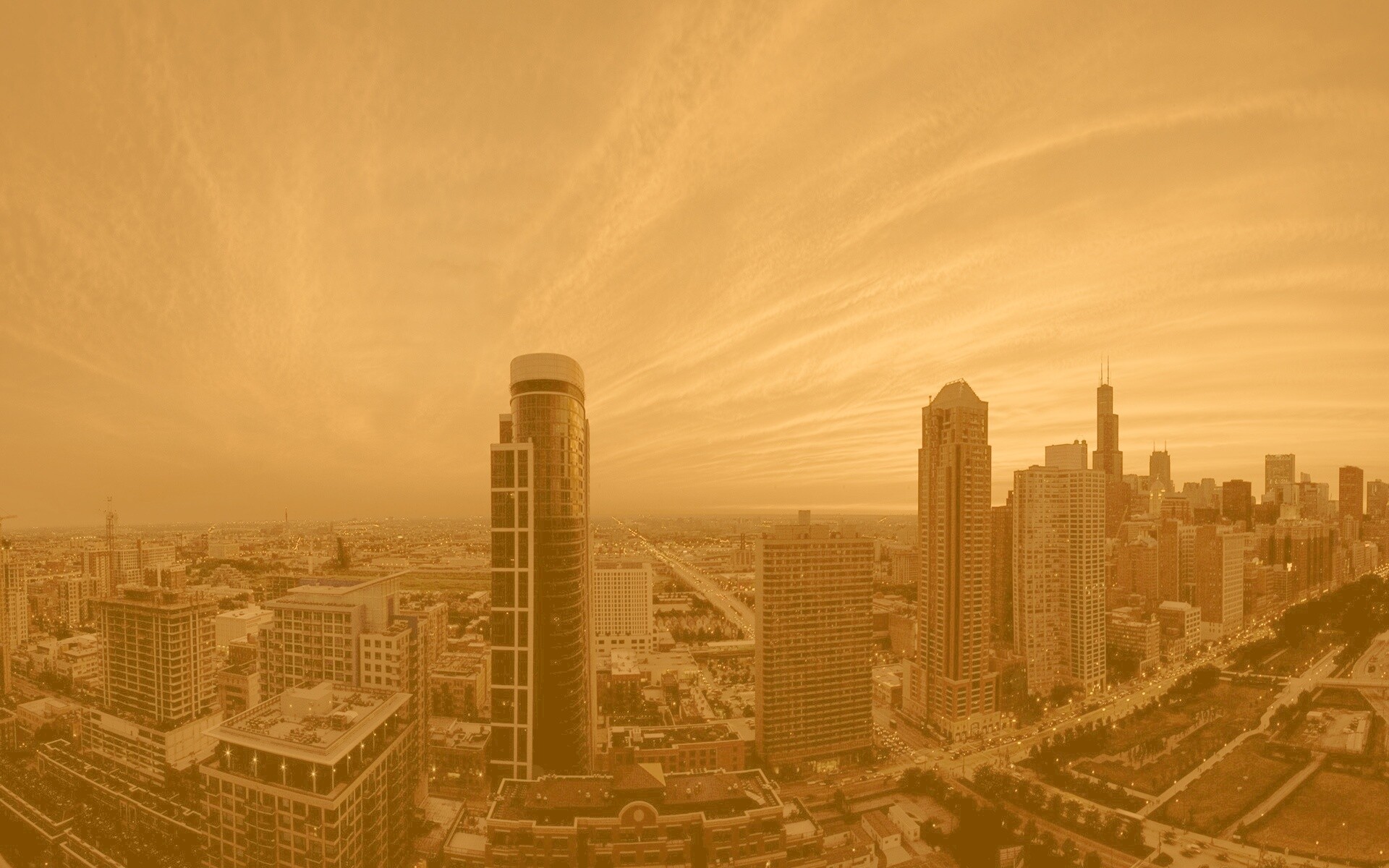 Сумерки в городе обои