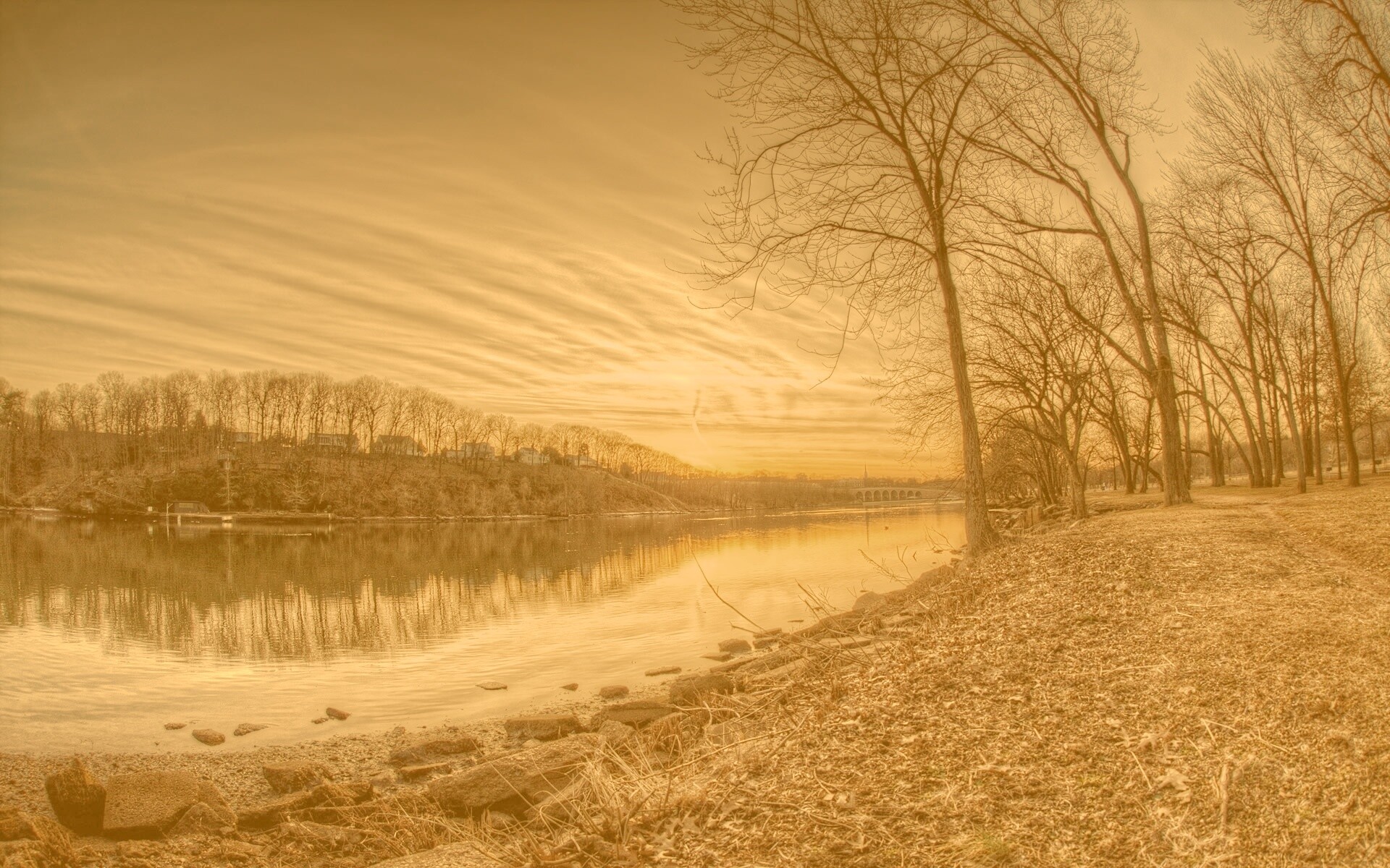 Осенний закат обои