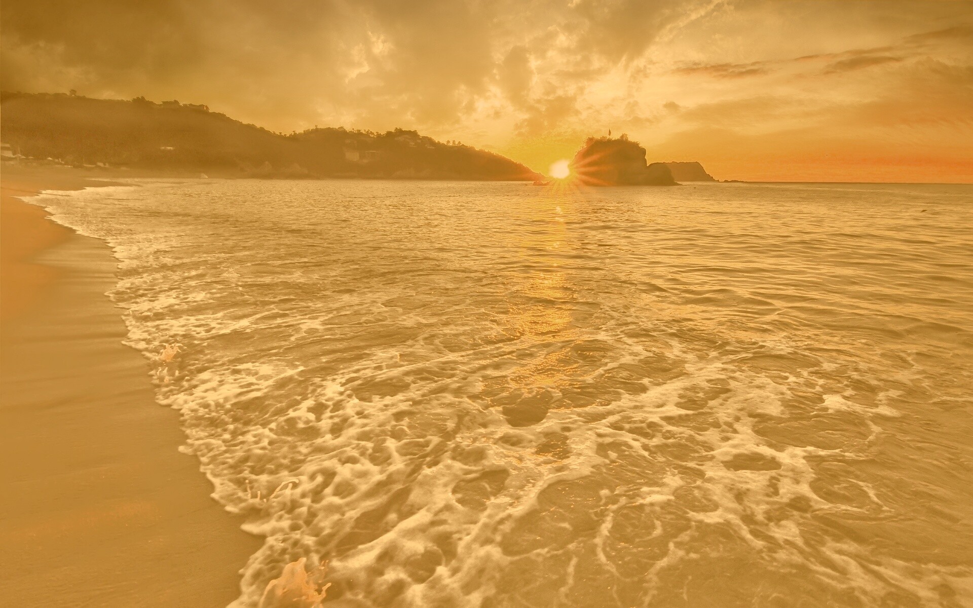 Закат в лагуне обои