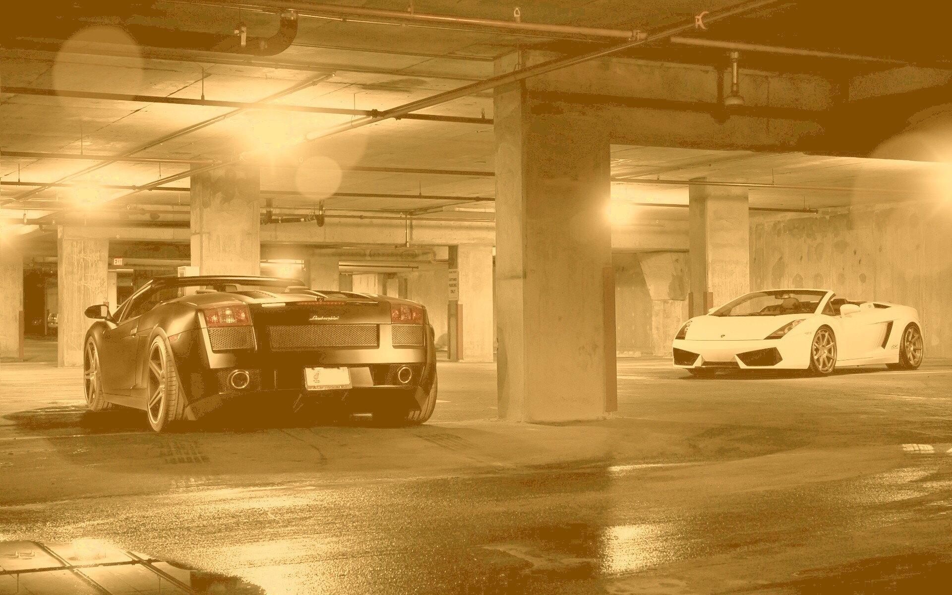 Ламборджини на подземной парковке обои