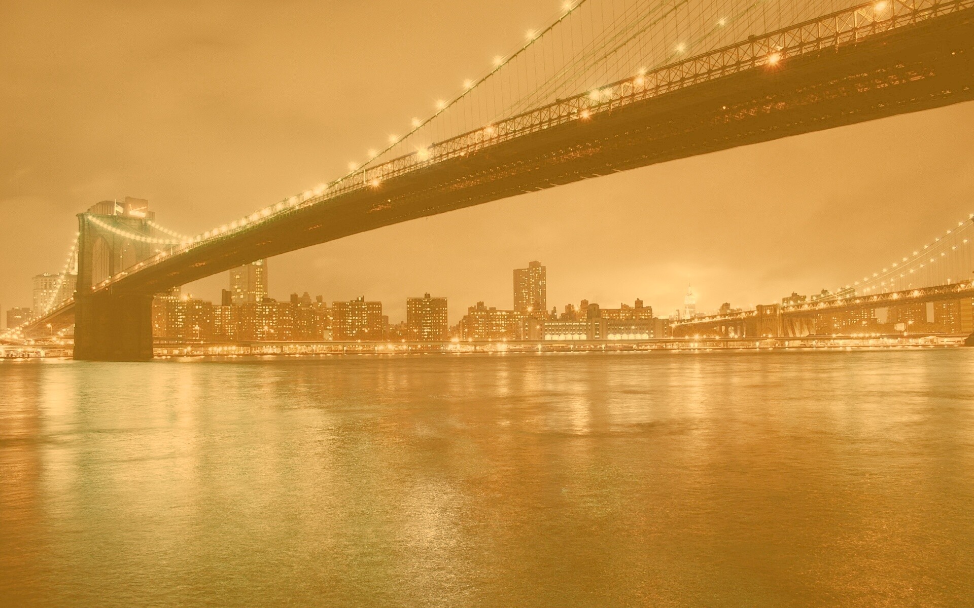 Мост в огнях обои