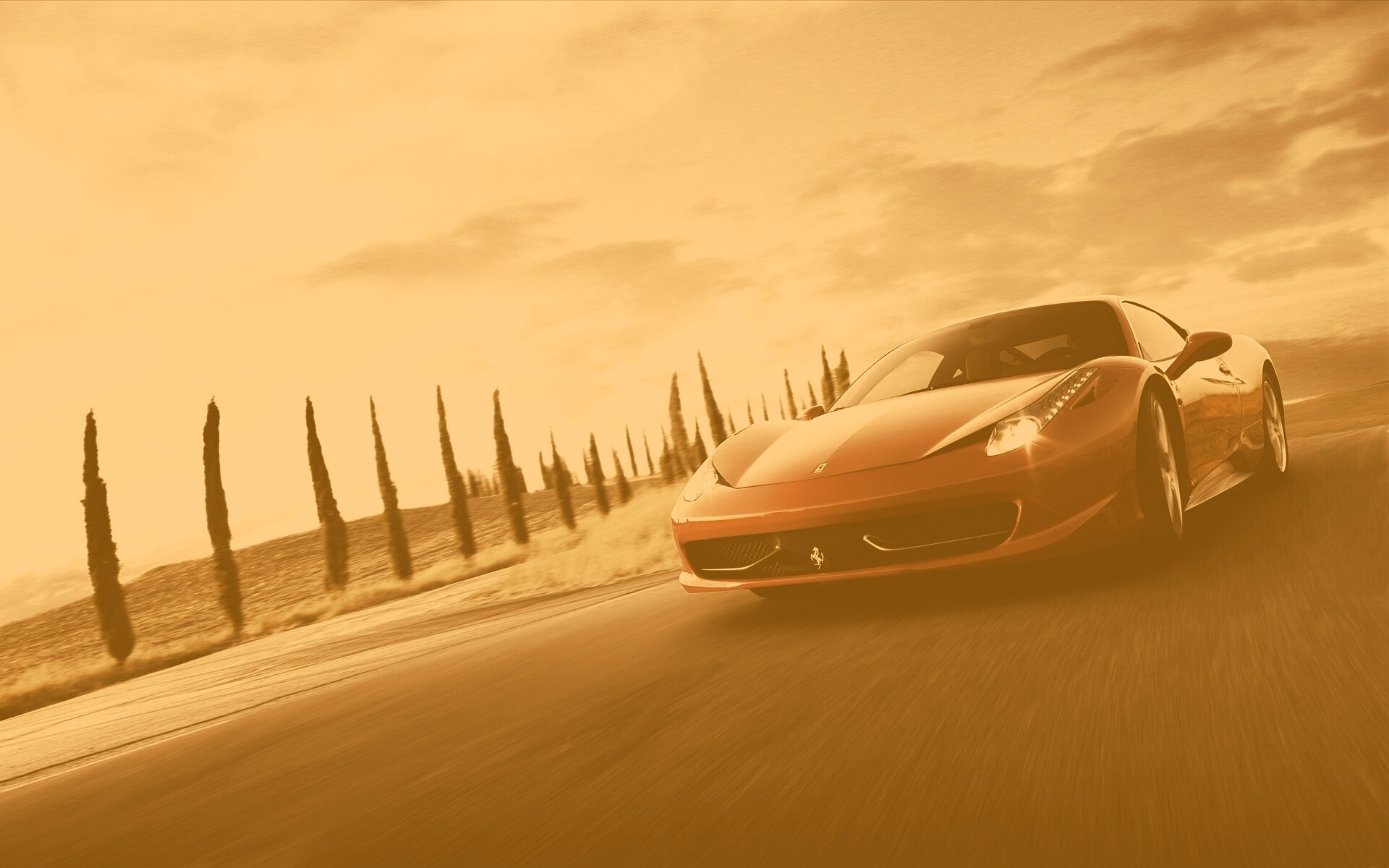 Красная Феррари на трассе обои