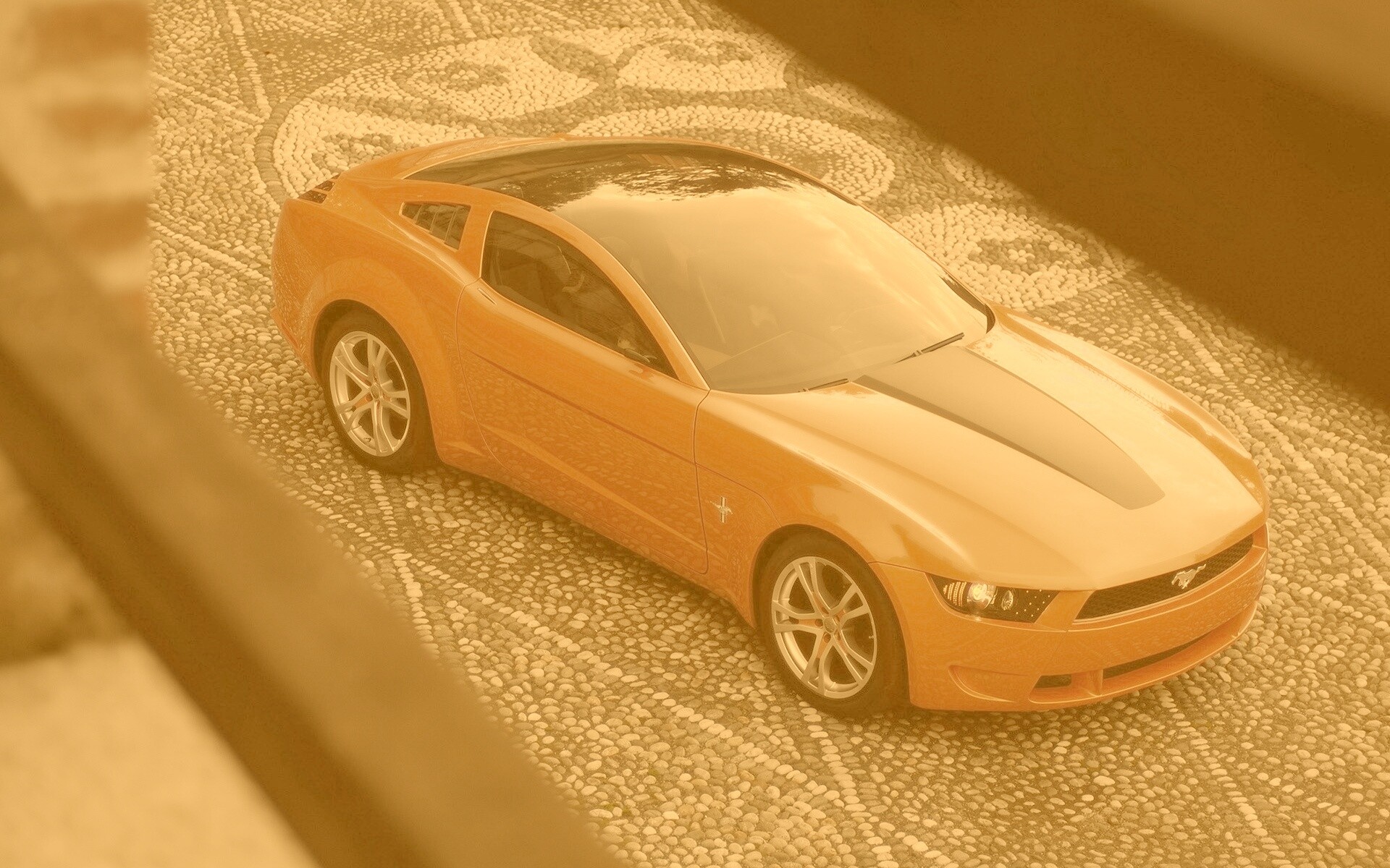 Оранжевый мустанг обои