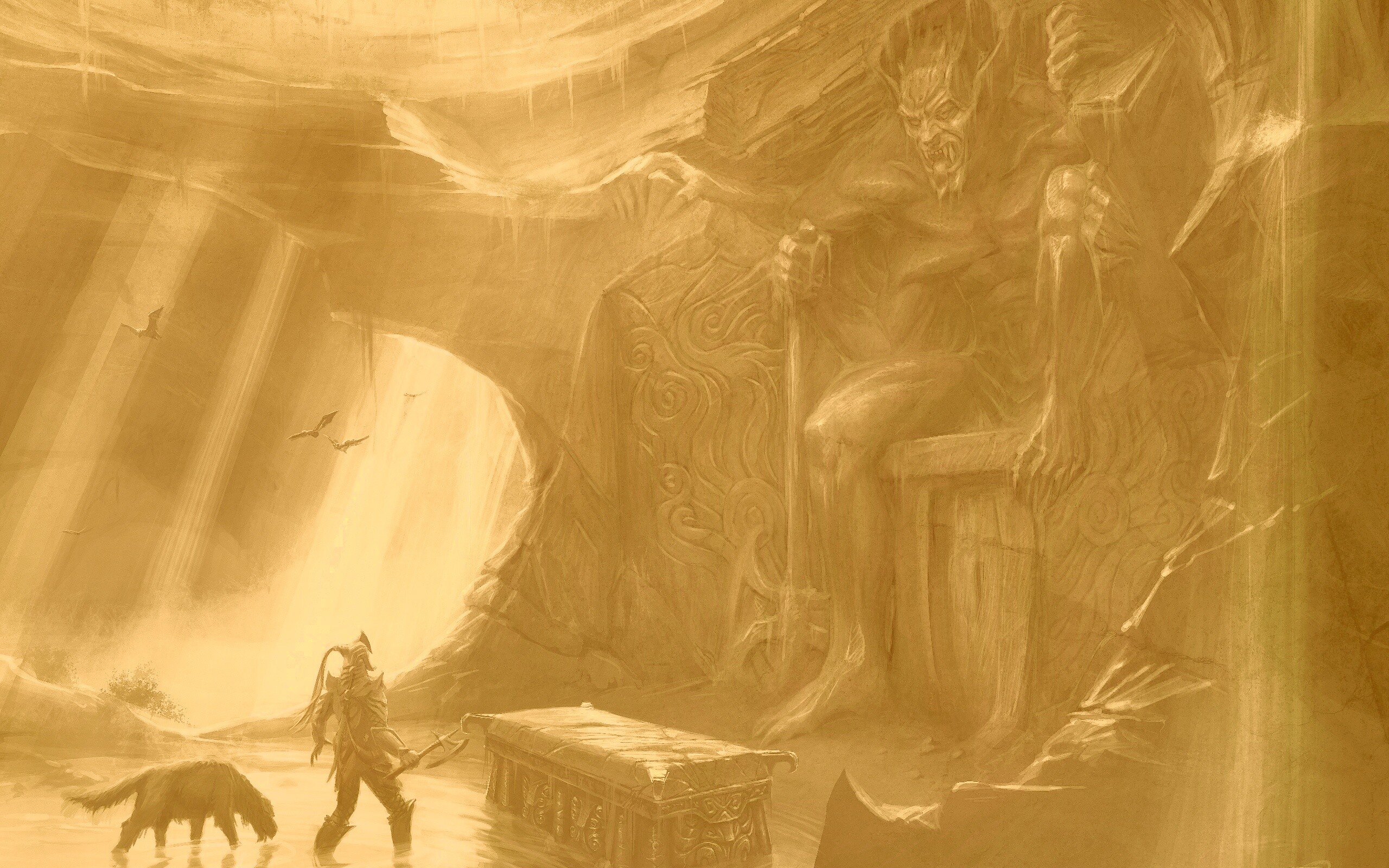 Довакин и Барбас в святилище Клавикуса Вайла обои