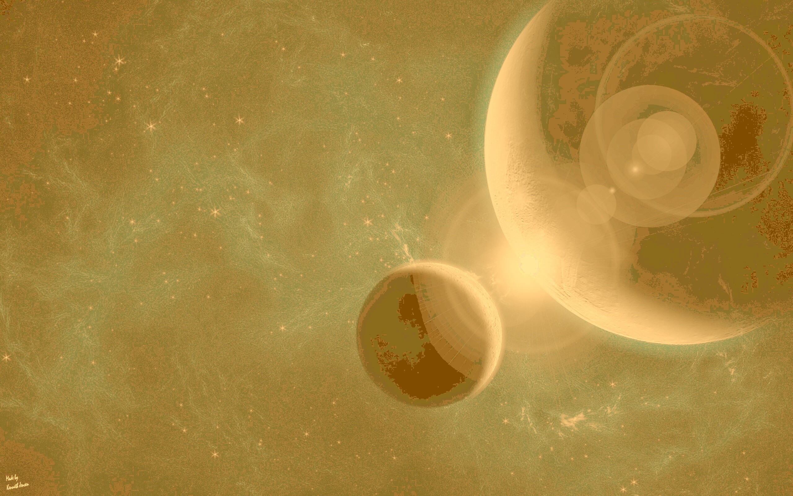 Планета и спутник обои