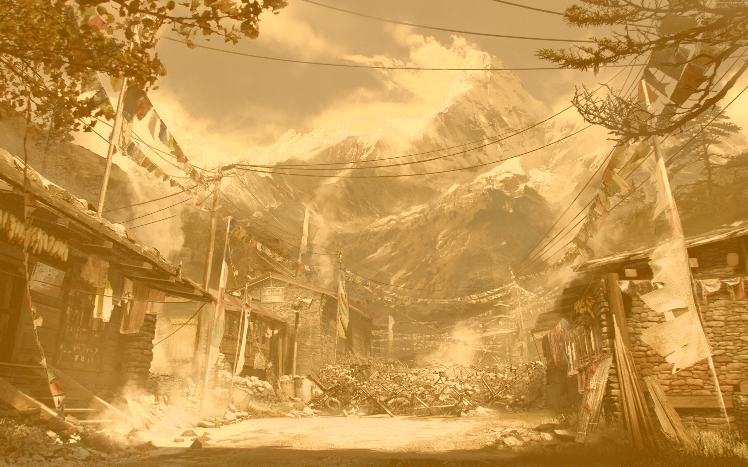 Загороженная улица в горах обои