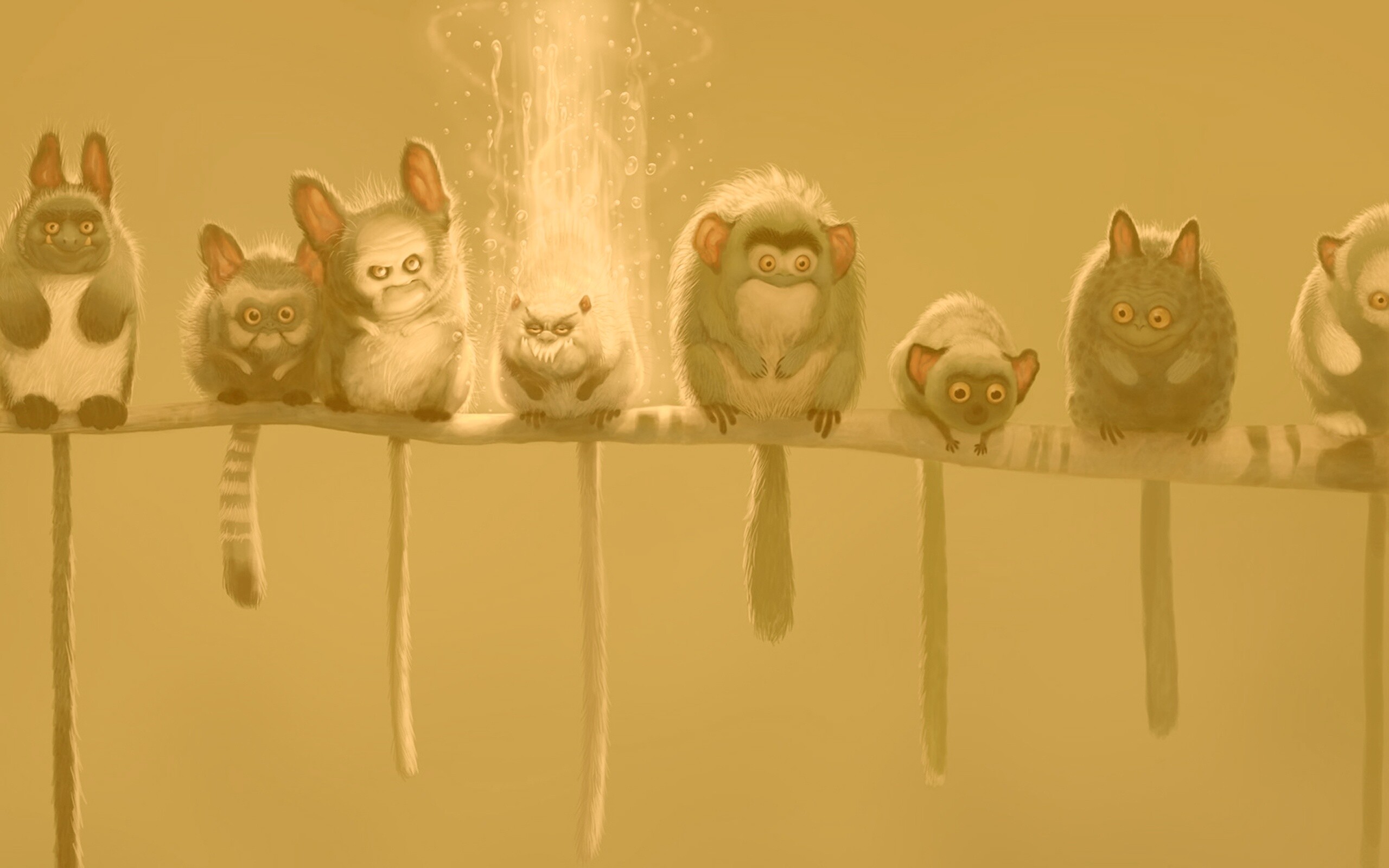 Существа на ветке обои