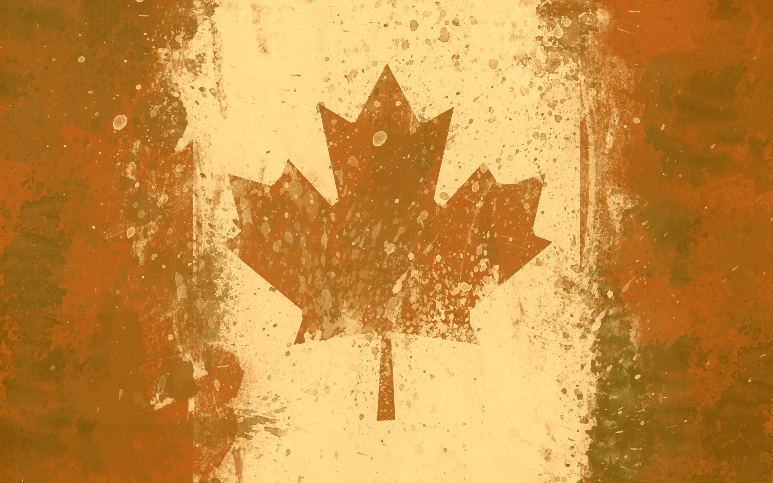 Флаг Канады нарисованный краской обои