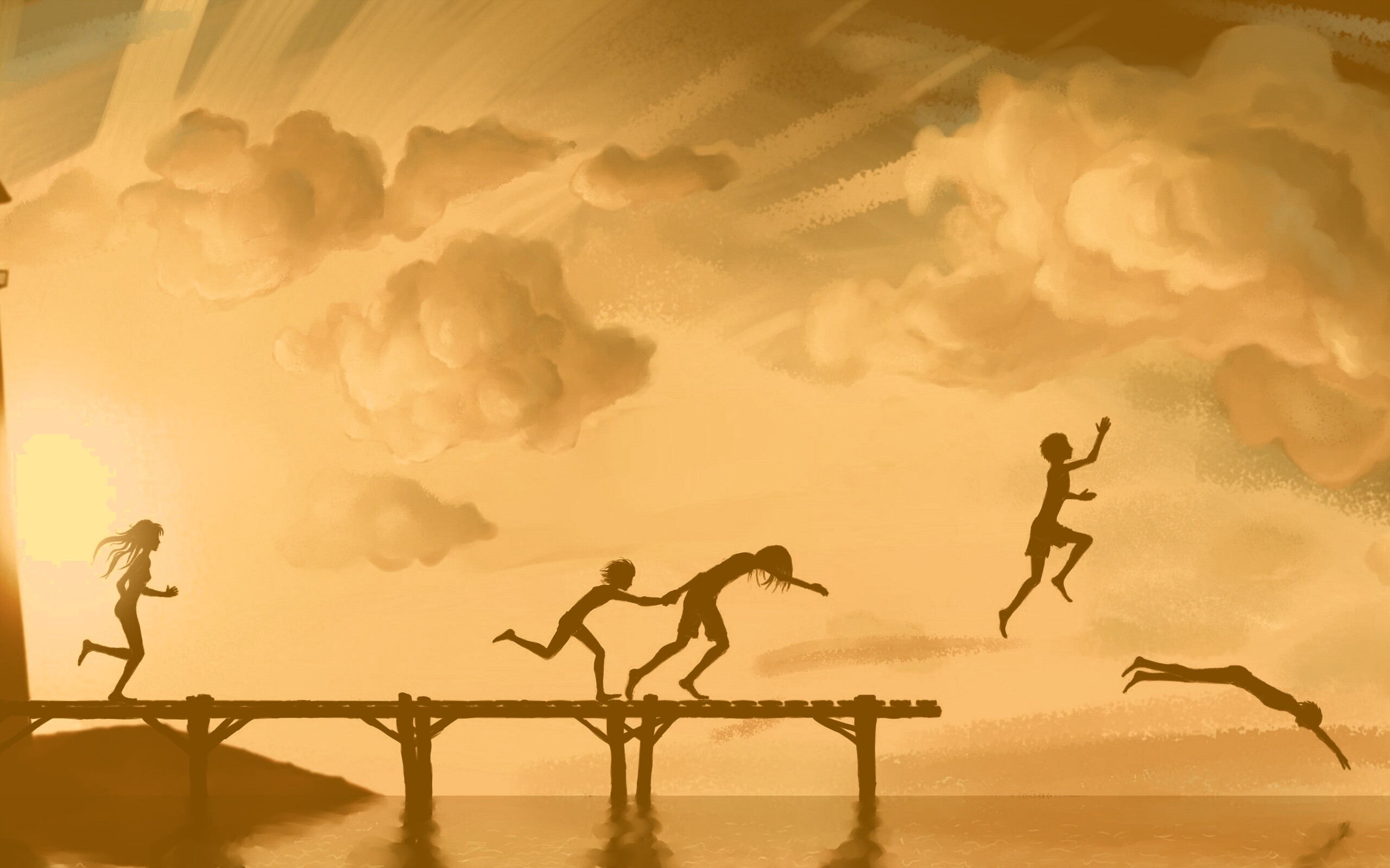 Прыжки с причала обои