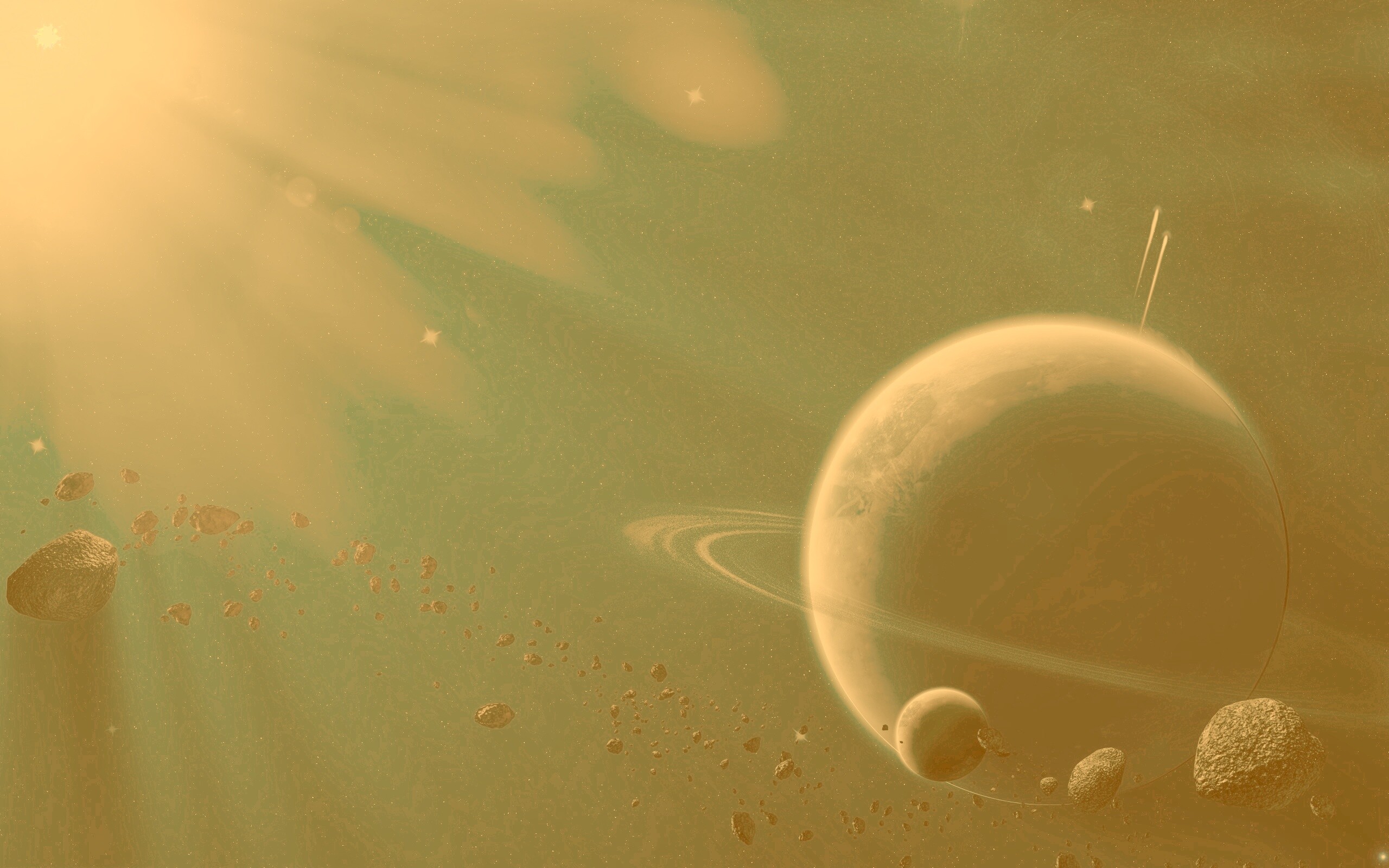 Пояс астероидов вблизи планеты обои