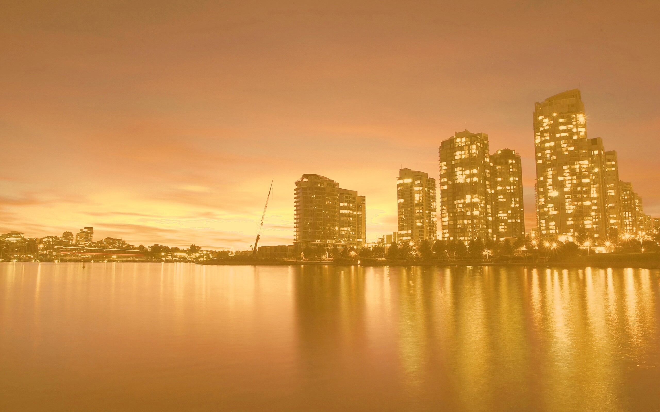 Фиолетовый закат в Ванкувере обои