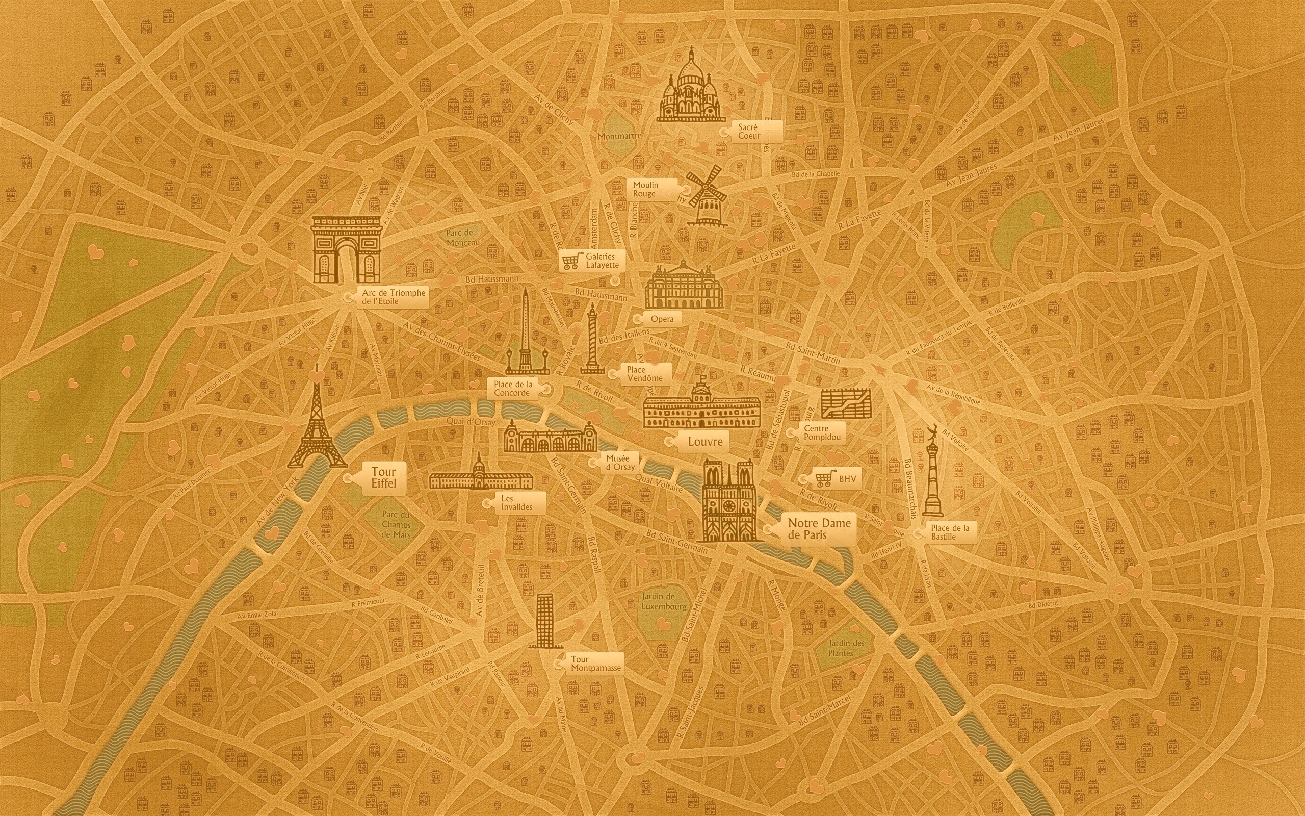 Карта Парижа обои