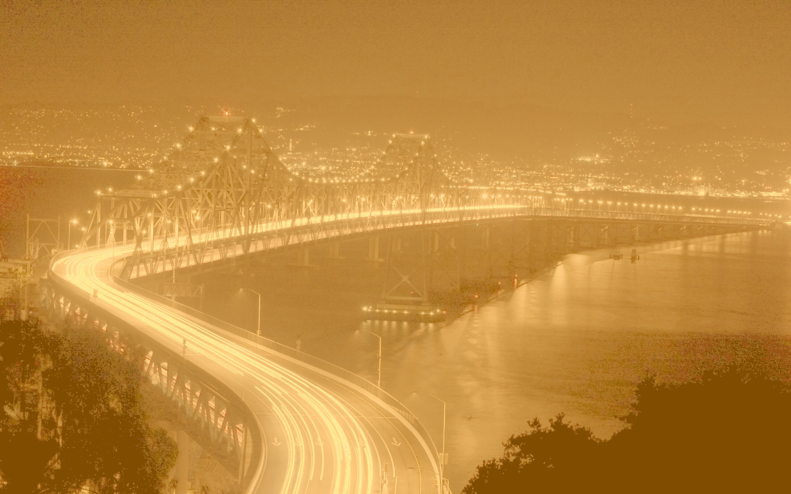 Вид на мост ночью обои