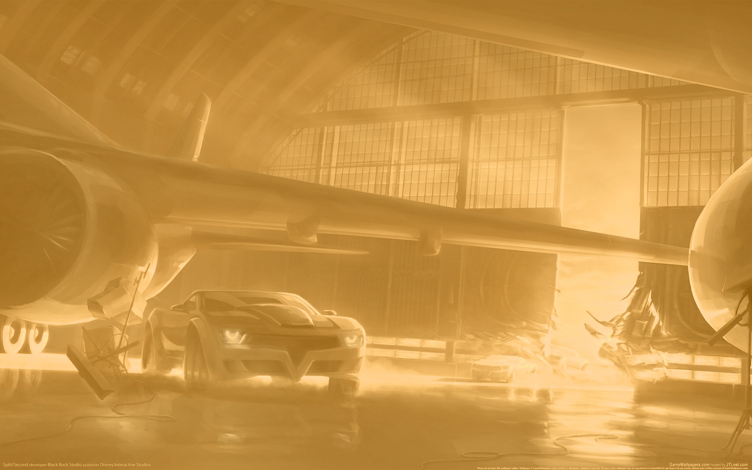 Машины въезжают в ангар обои