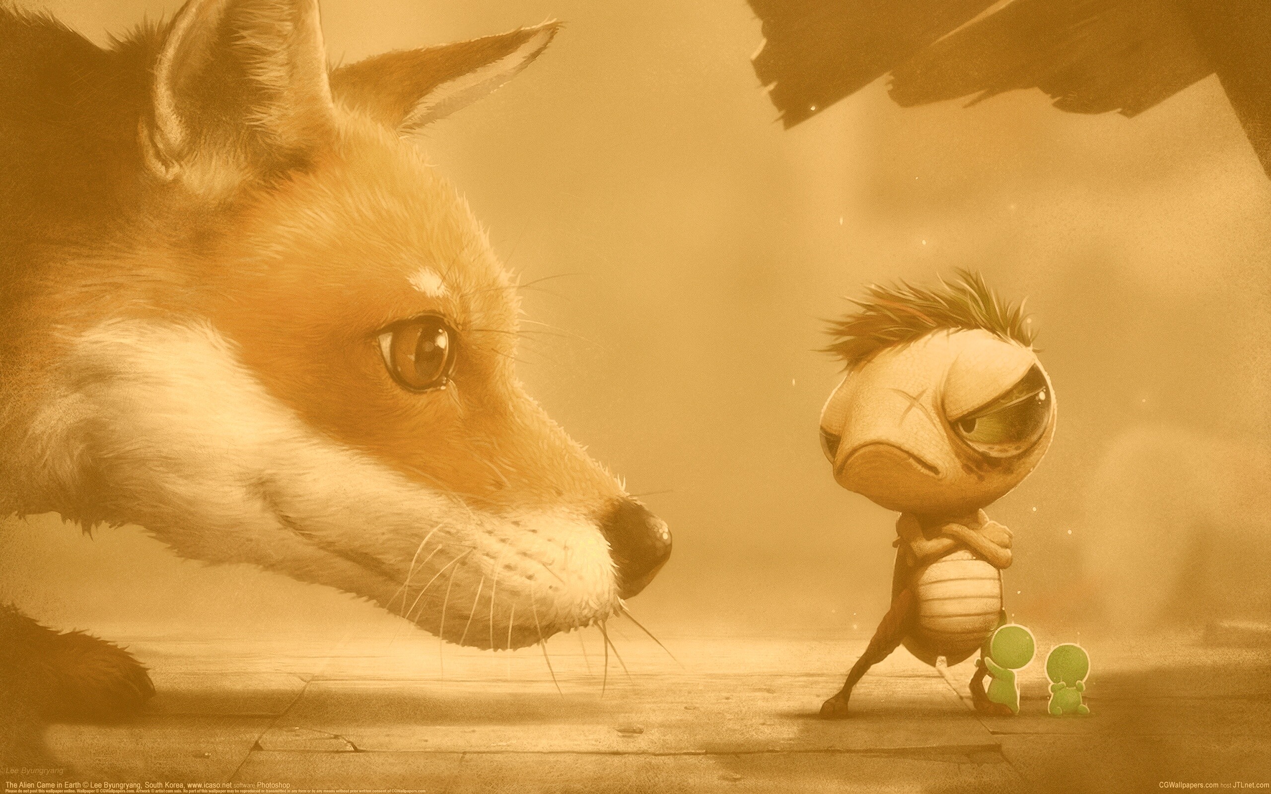 Лиса и жук обои