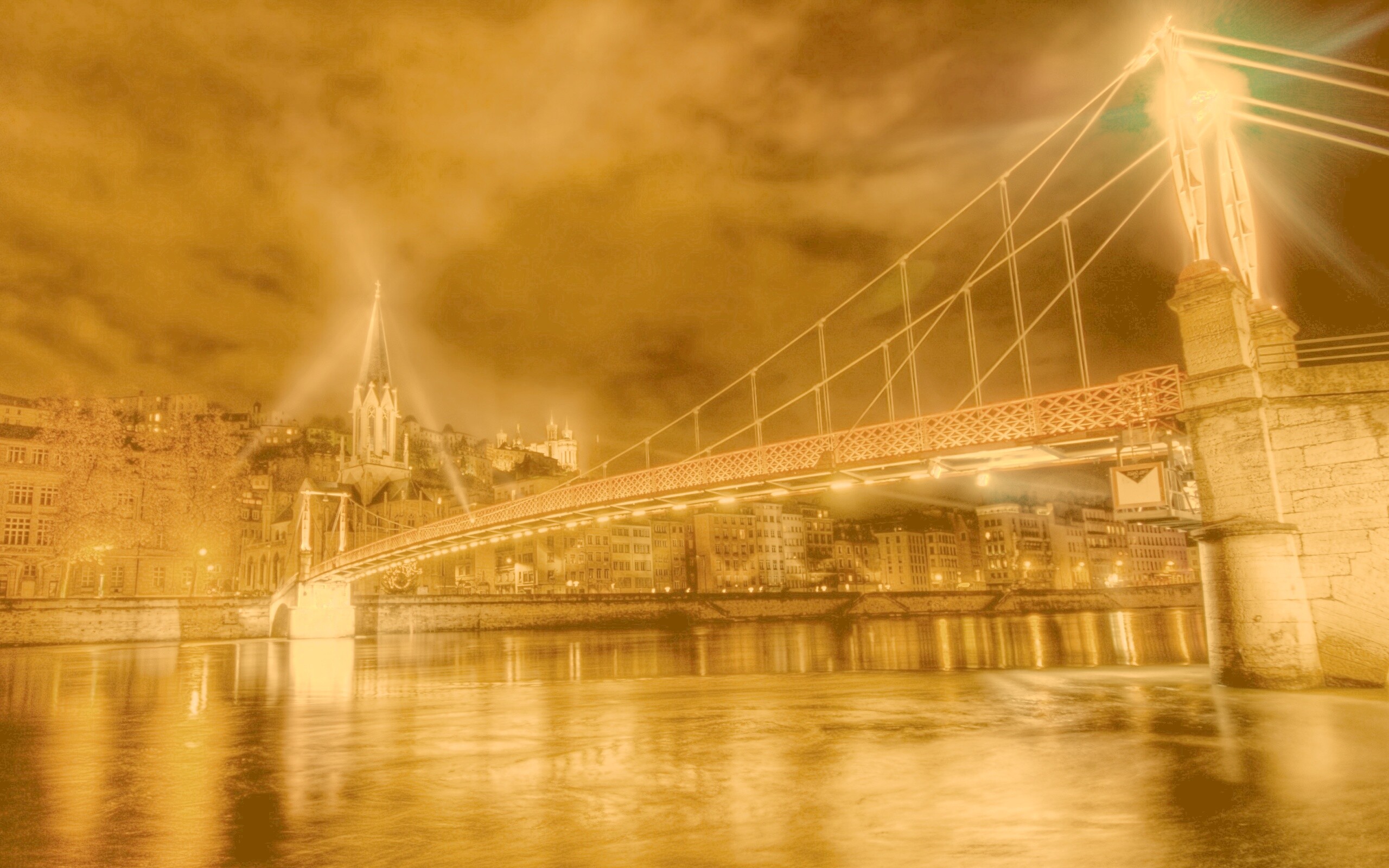 Ночная подсветка моста обои