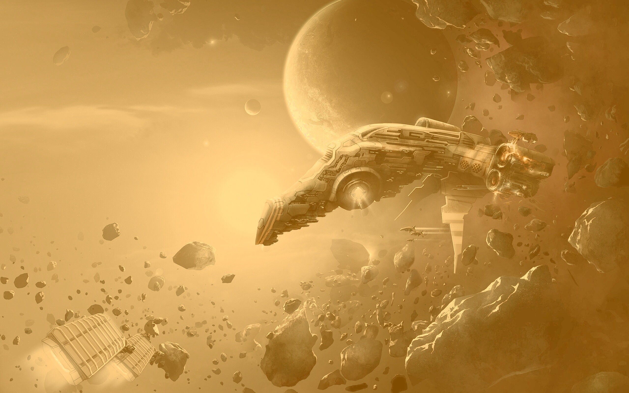 Космические корабли в поясе метеоритов обои