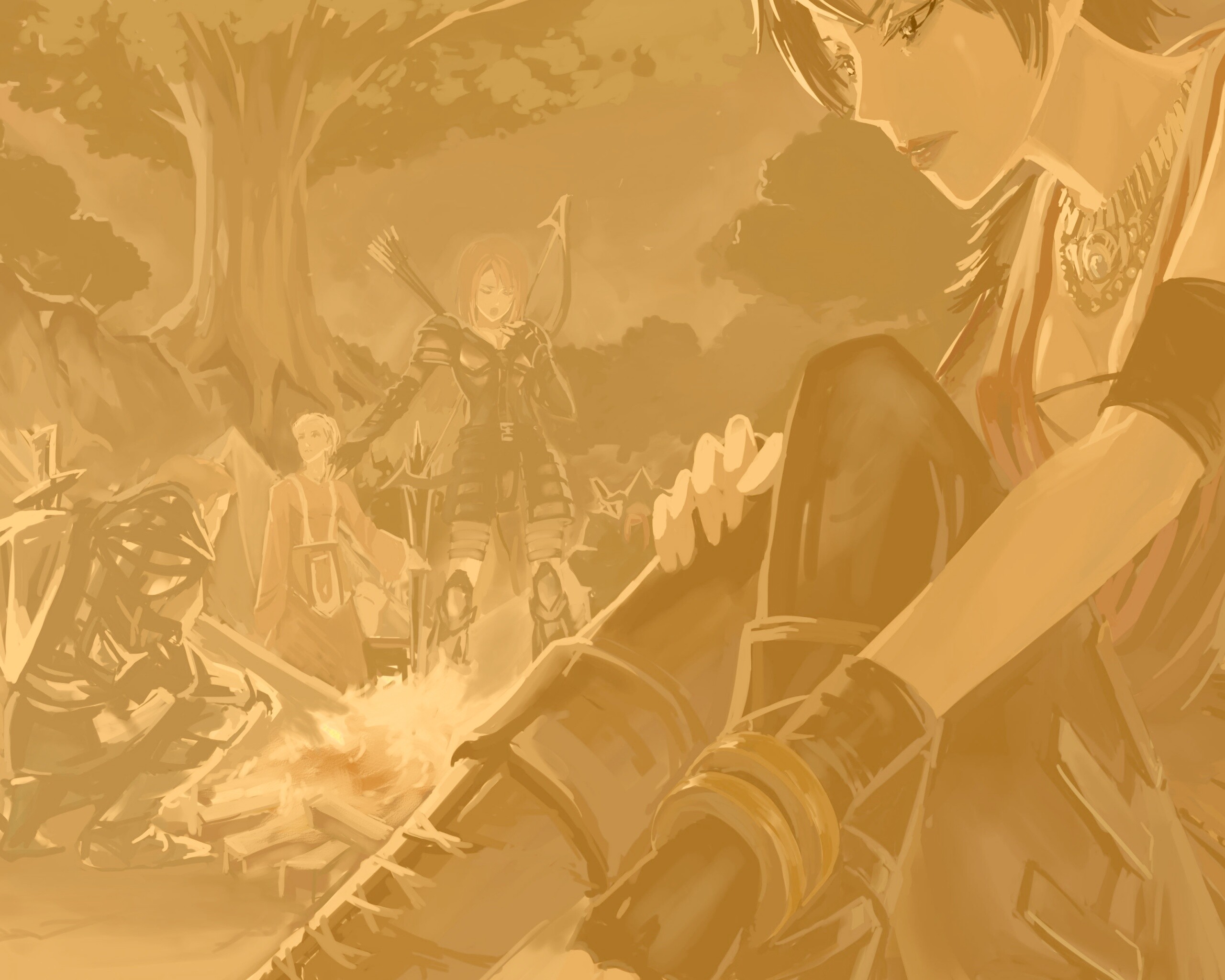 Рисунок Морриган в лагере обои