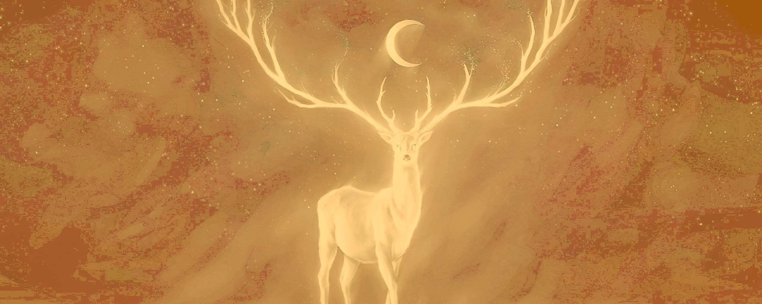 Олень в лунном свете обои