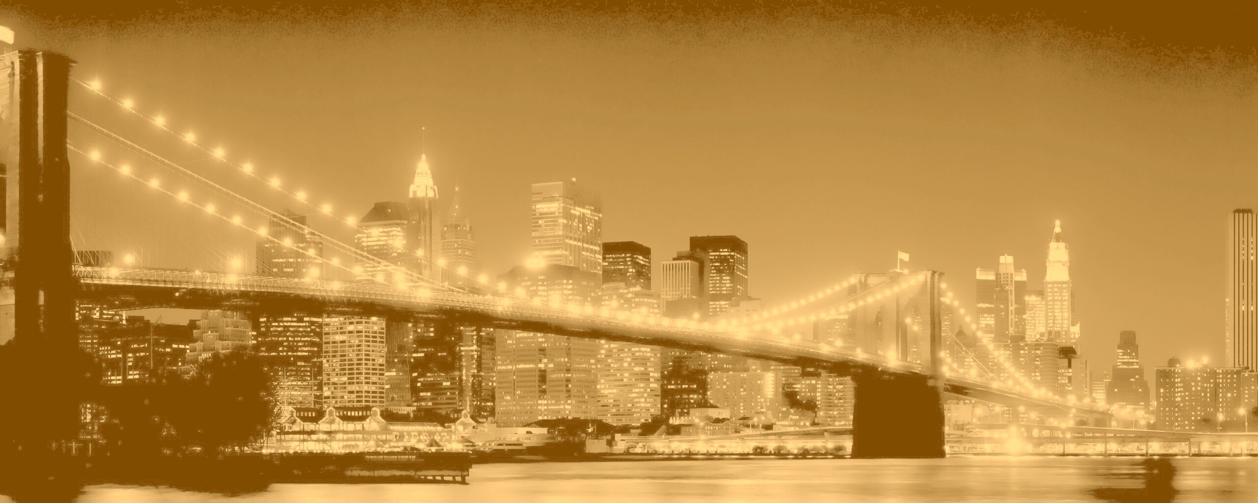 Вид на ночной Нью-Йорк обои